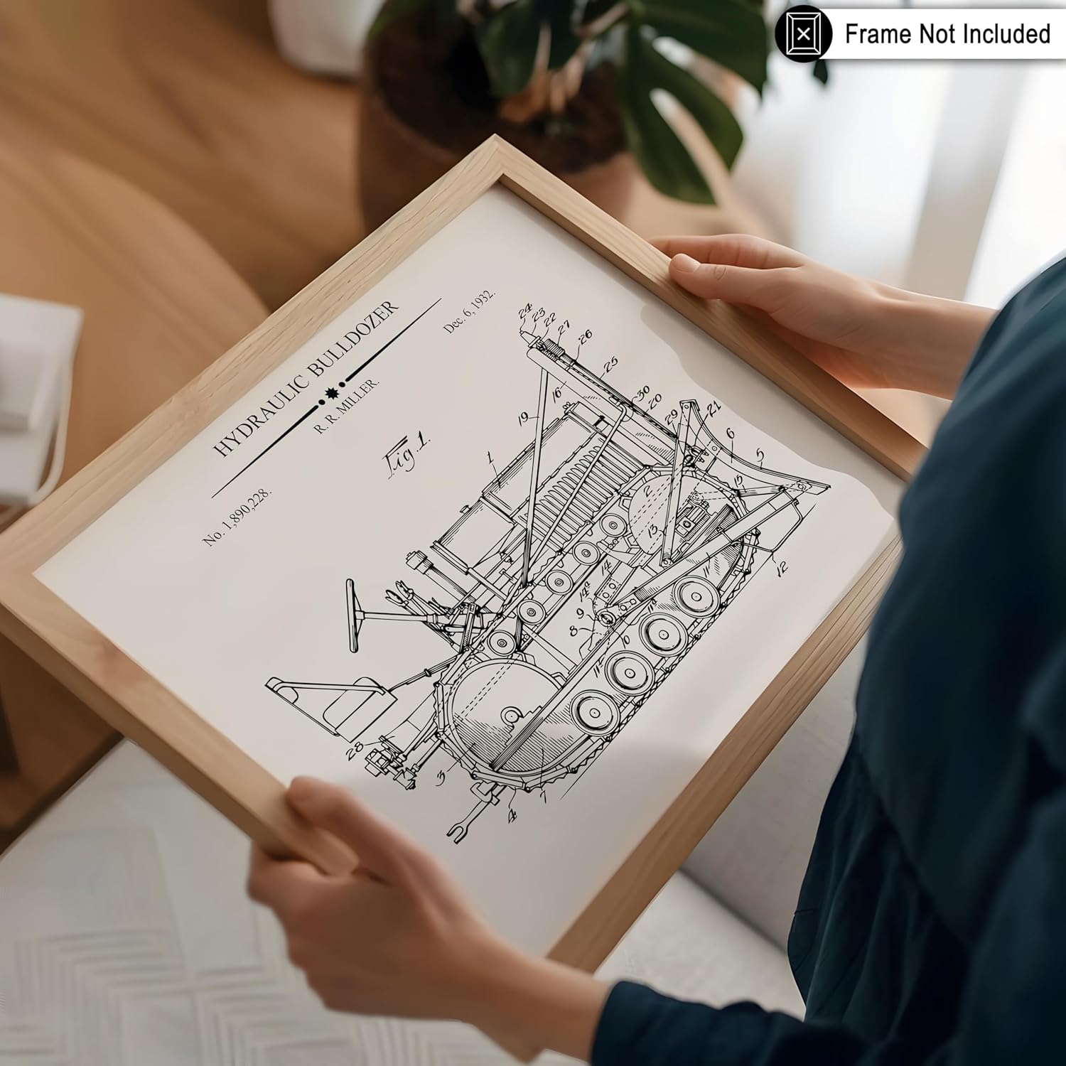 Monem Art 4-Piece Vintage Construction Blueprint Poster - Bulldozer Patent Print - Concrete Transporting Truck Art - Earth Moving Device Art - Office or Garage Wall Decor - 8x10 UNFRAMED Wall Art
