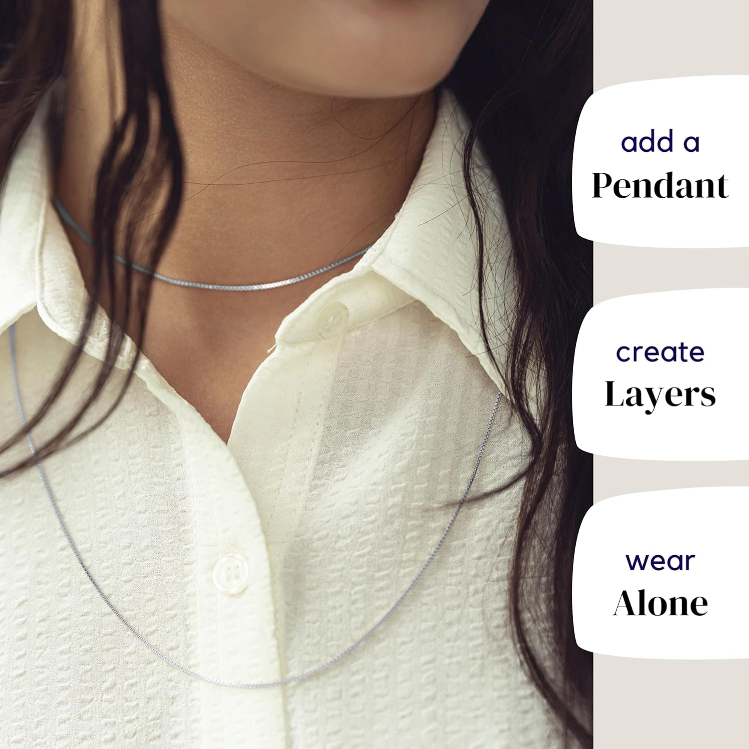 KISPER 925 Solid Sterling Silver 1mm Dainty Thin Box Chain Necklace for Women, Italian Made Tarnish Resistant Waterproof Hypoallergenic, 14 16 18 20 22 24 30 inches - Image 3