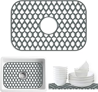 Silicone Kitchen Sink Protectors Mats - 12" 13" 14" 16" 18" 19" 21" 22" 24" 25" 26" 28" 30", Heat Resistant, Machine-wash (19”x13”, Center Drain)