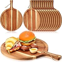 Tanlade 12-Pack Acacia Wood Round Cutting Boards with Handles - Chopping & Serving Trays for Pizza, Charcuterie, Bread, Cheese