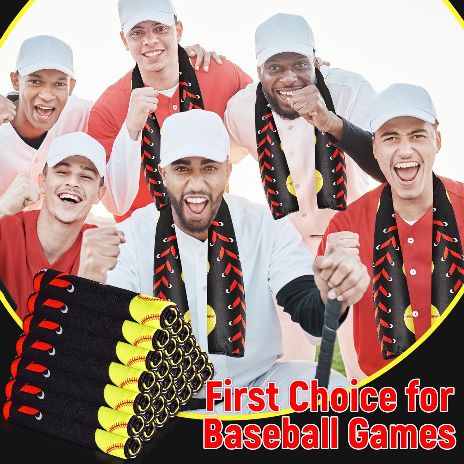 30Pcs Baseball Softball Cooling Towels for Neck and Face 40 x 12 Inch Baseball Sports Team Gifts Microfiber Breathable Workout Ice Towel Sweat Chilly Bulk Neck Wraps for Athletes Gym Camping Black
