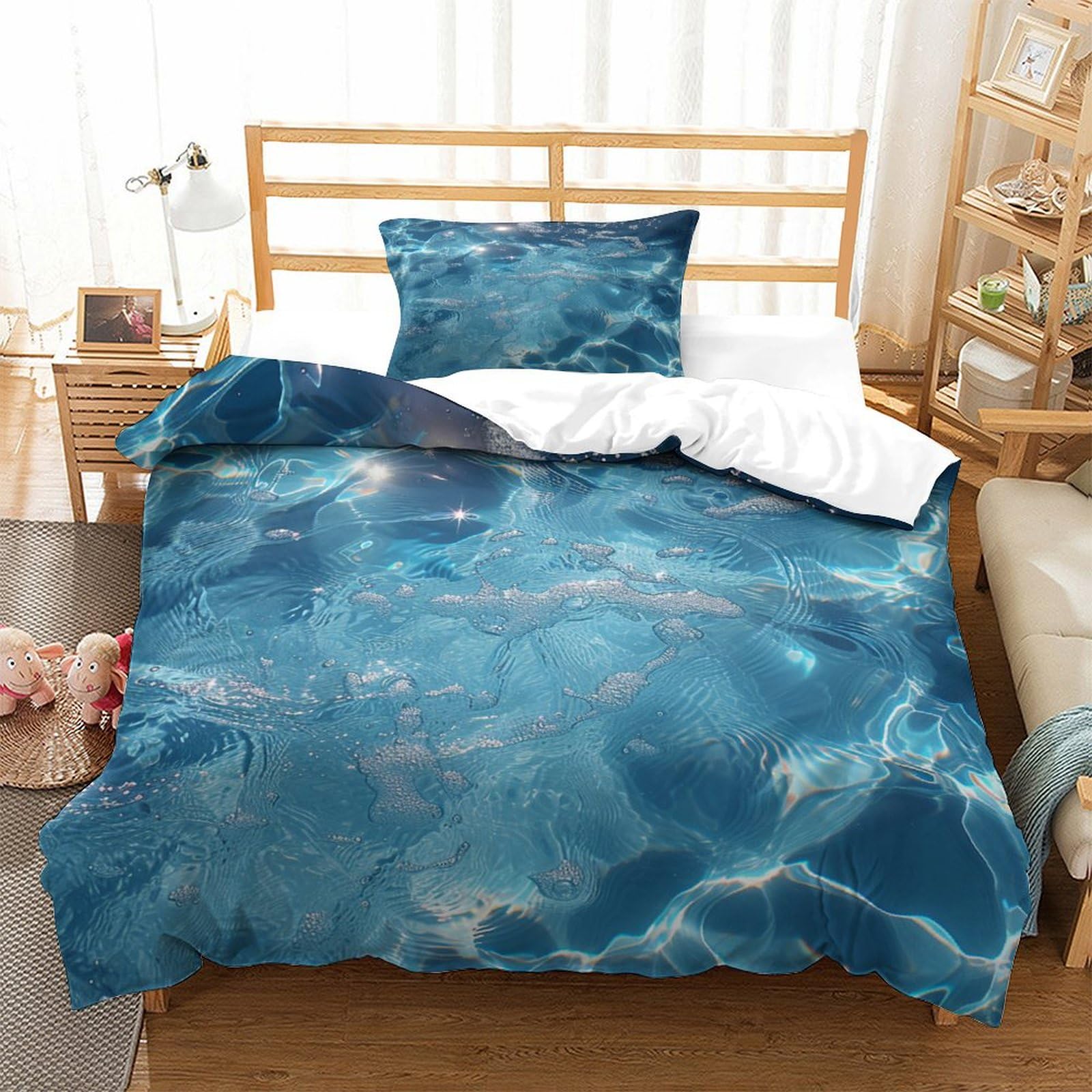 P1s9u7w5y Water Ripple-1 3D Printed Water Ripple 3Pcs Duvet Cover Set Microfiber Ocean Water Bedding Set Single（135X200cm）