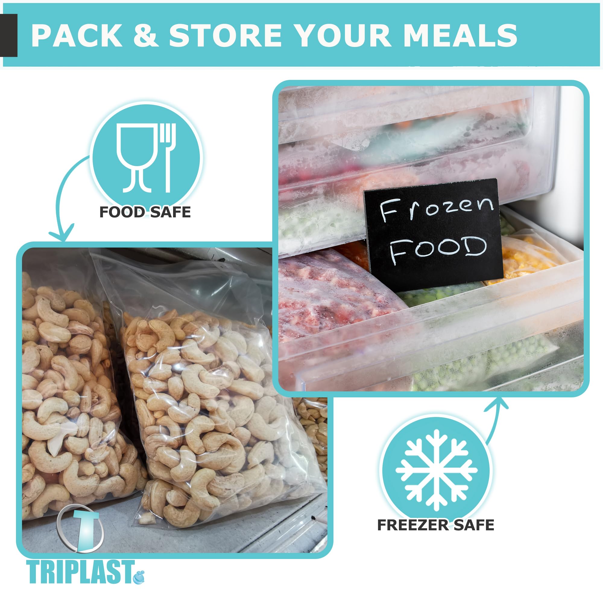 Triplast Grip Seal Clear Plastic Bags, Pick Qty & Size: 100 x G9 (5x7.5"), Multipurpose Resealable Polythene Pouches - Image 4