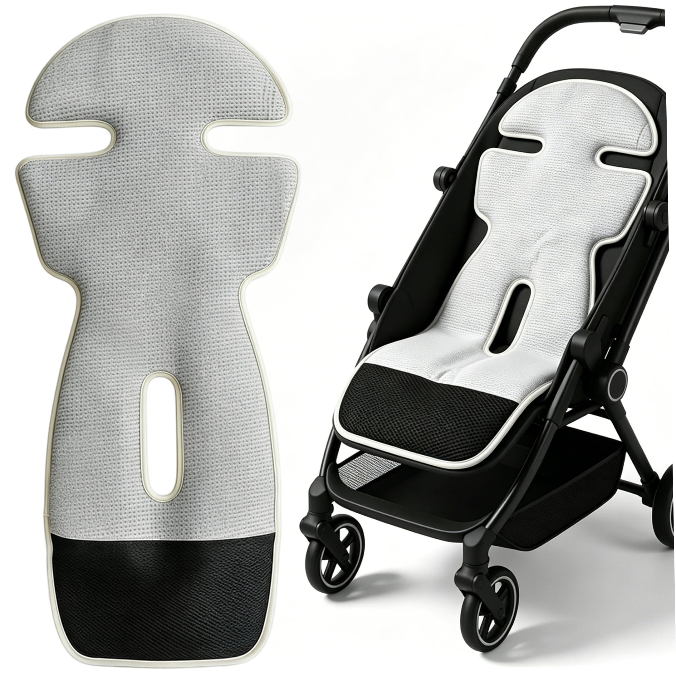 Tappetino di raffreddamento per passeggino 3 velocità e timer regolabili Tappetino di raffreddamento per bambini con doppia ventola Rete 3D traspirante per passeggini e seggiolini auto Grigio