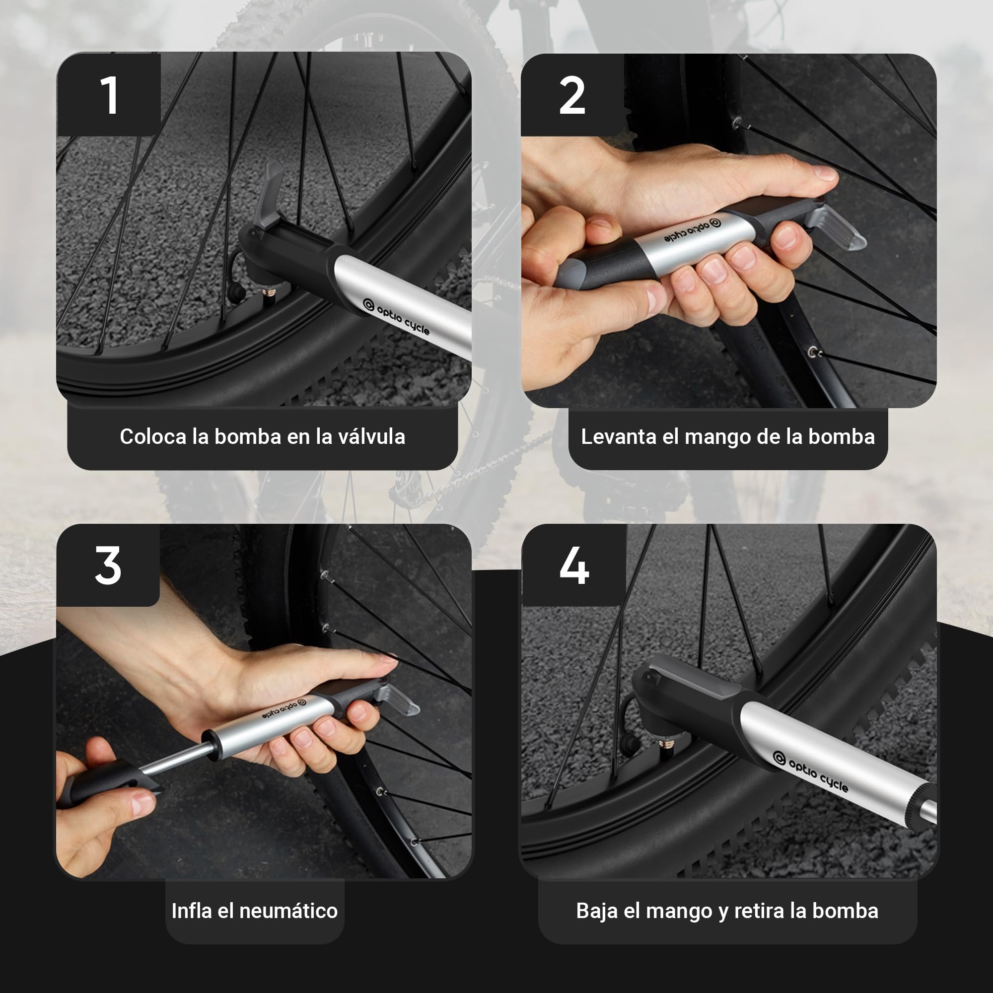 Mini Bomba Bicicleta 120 PSI / 8,3 Bar – Inflador Bicicletas Portátil para Presta y Schrader | Mini Bomba de Aire Bicicleta Manual Compacto para MTB, Carretera | Mancha, Hinchador MTB