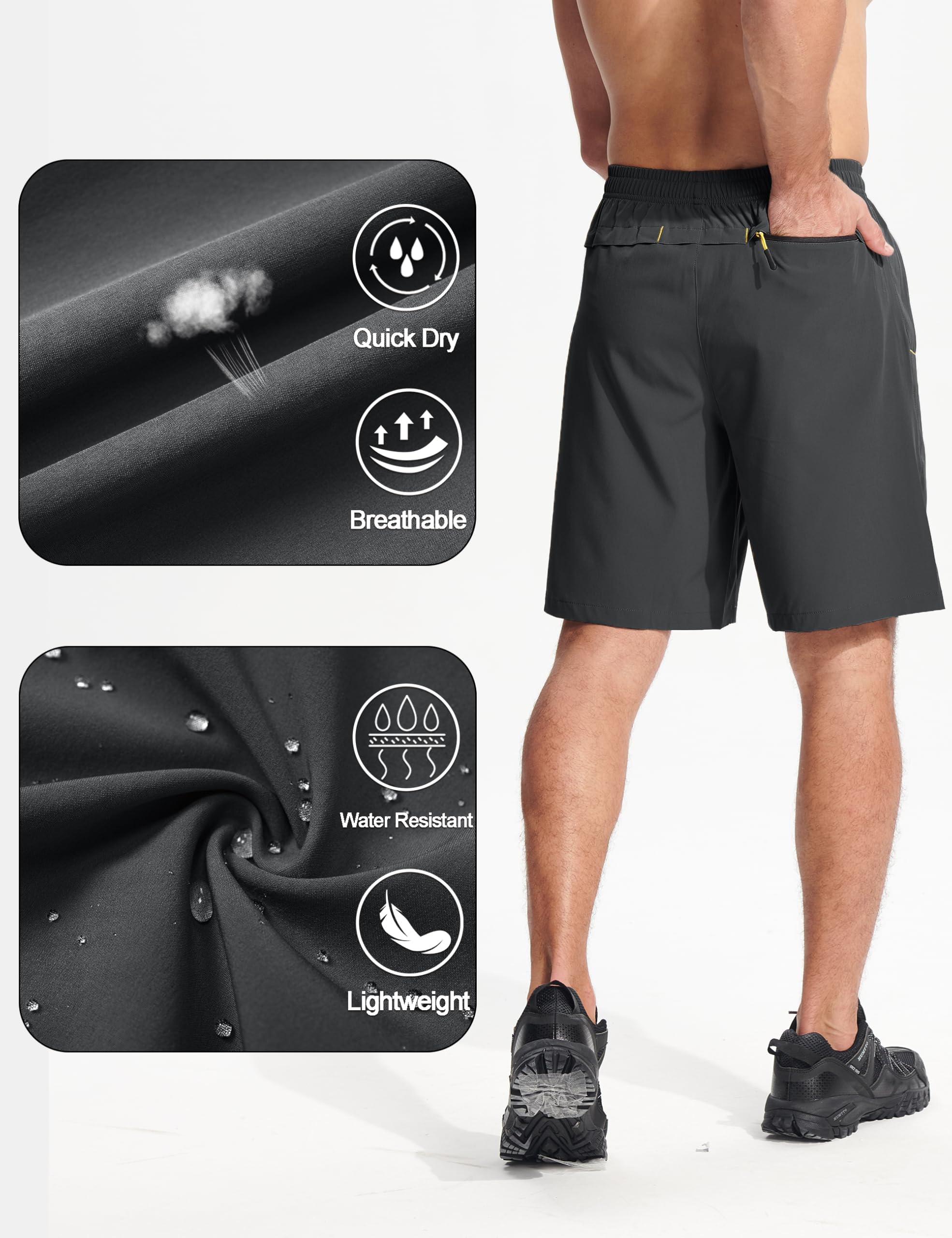 MAGCOMSEN Pantalones Cortos Deportivos para Hombre con Cintura elástica de Secado rápido elásticos y Ligeros para Actividades al Aire Libre