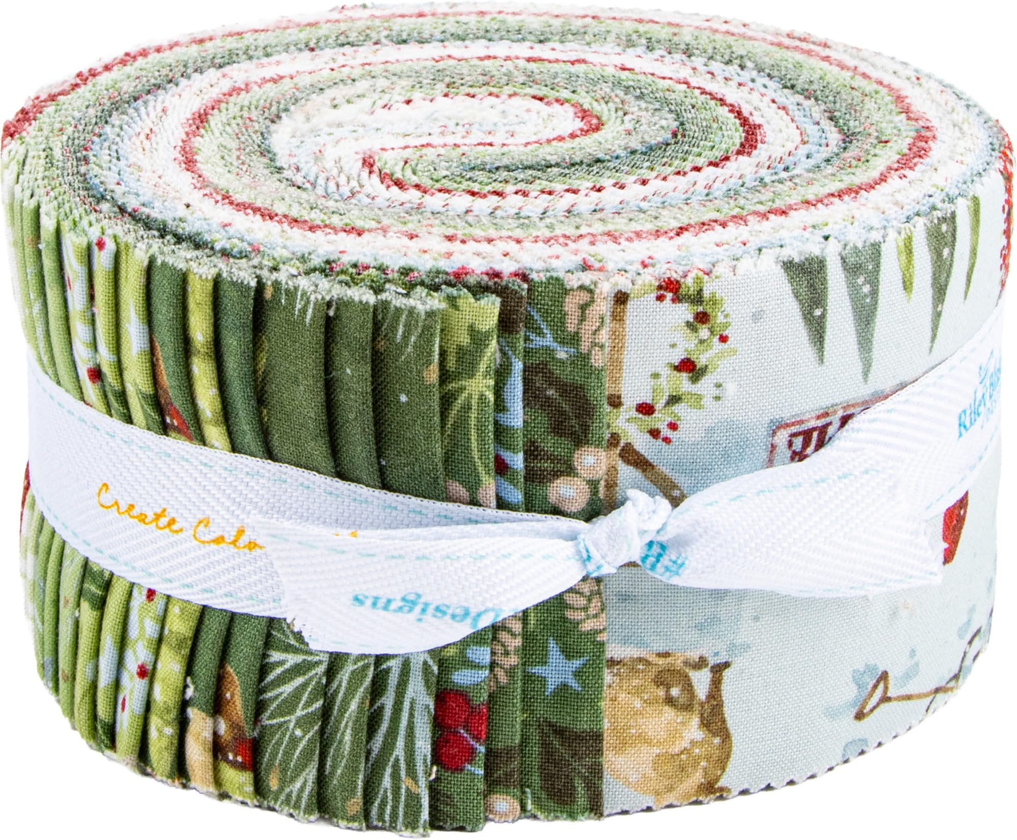 Lisa Audit Santa's Tree Farm Rolie Polie 40 2.5-inch Strips Jelly Roll Riley Blake RP-16450-40