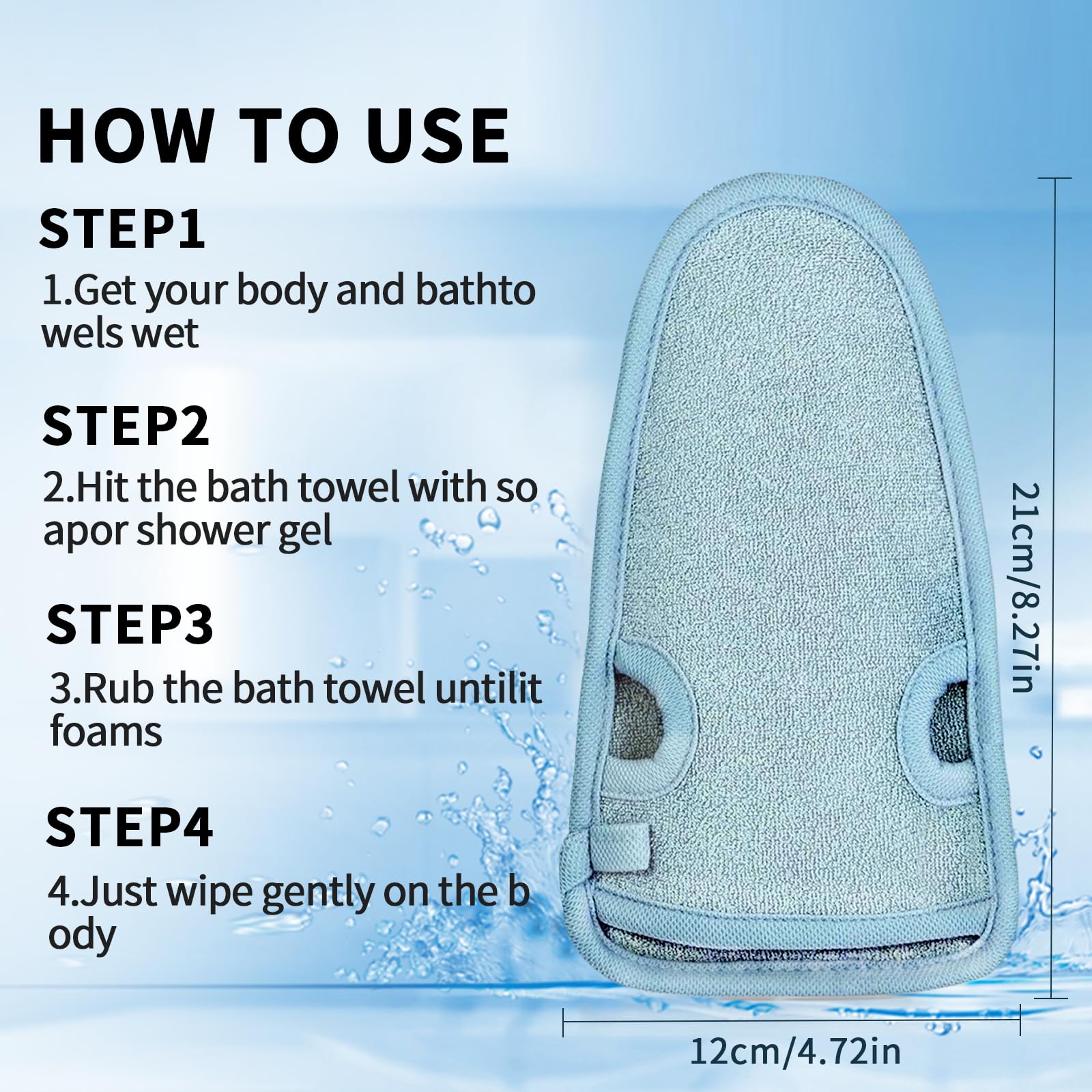 2 Pièces Gant Exfoliant Corps, Gant Gommage Corps, Élimine Les Cellules Mortes, Mitaines Massage pour Douche pour Femme et Homme, Nettoie et Purifie La Peau, avec cordon de suspension, Gris