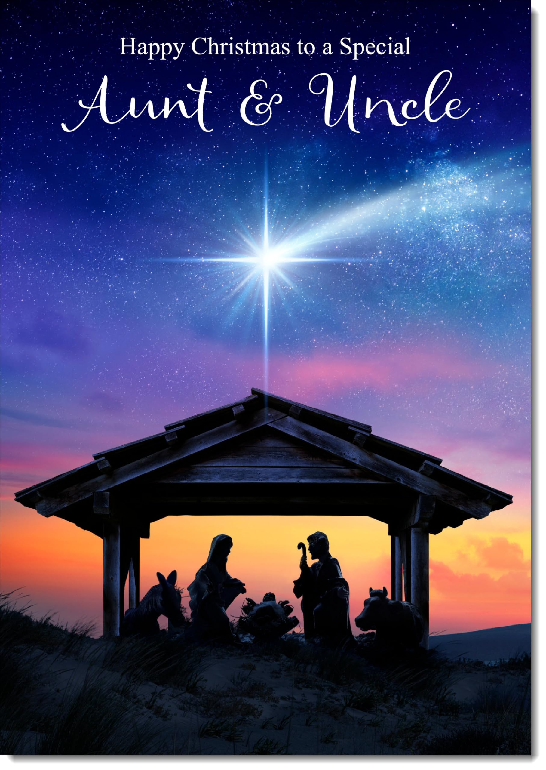 doodlecards Aunt and Uncle Christmas Card Nativity Scene Large A4 Size Christmas Card for Aunt & Uncle with Plain Envelope — image 1