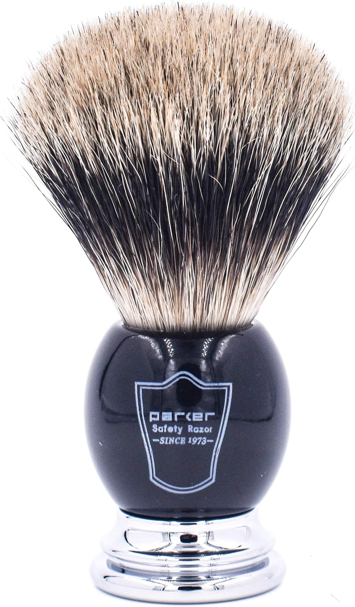 Handmade Deluxe"Long Loft" 100% Pure Badger Shaving Brush with Deluxe Black & Chrome Handle - Brush Stand Included Black