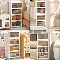 Vista 3 de Contenedores de almacenamiento de plástico de 4 niveles con tapa de 24 cuartos de galón, contenedores de almacenamiento apilables con ruedas, cajas