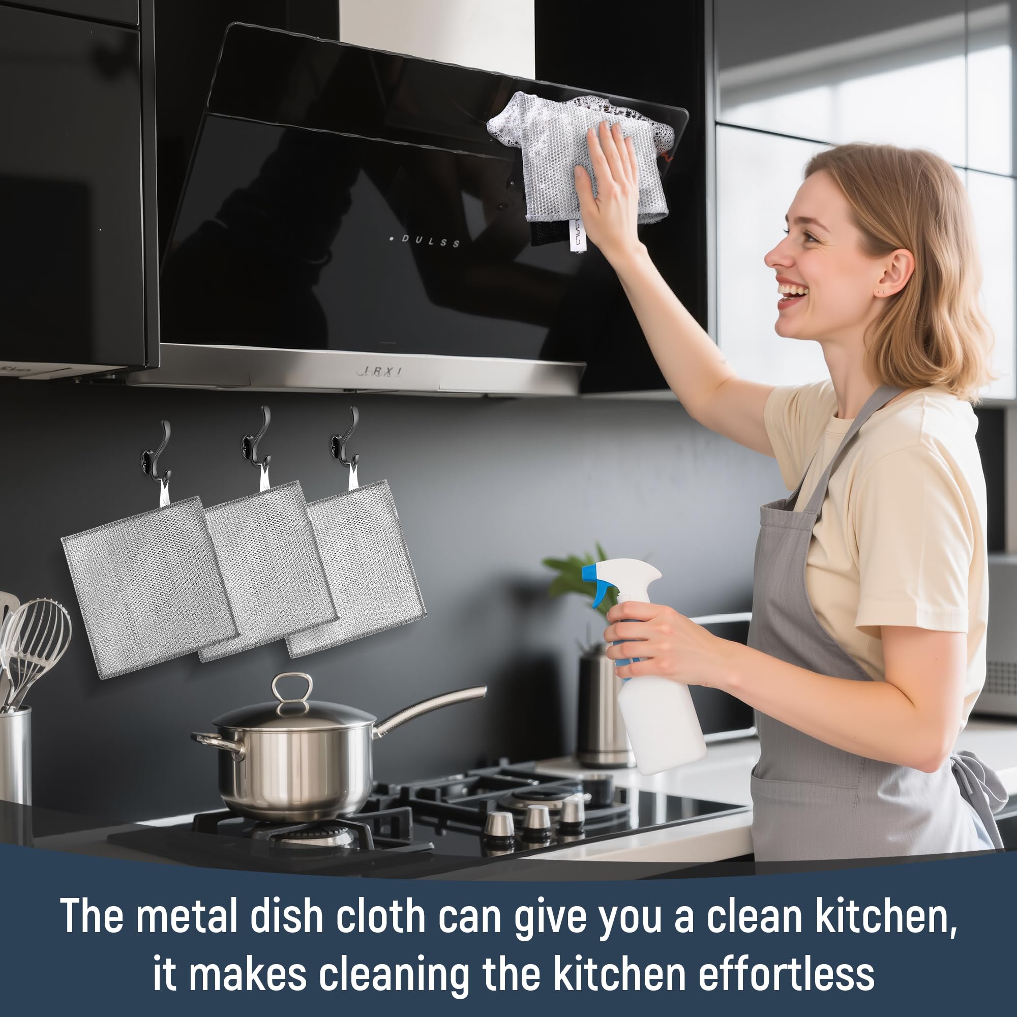 Set di 75 panni in filo di acciaio antigraffio a 3 strati per la pulizia delle stoviglie, accessori essenziali per la casa, riutilizzabili, strofinacci da cucina e strofinacci, set per padelle