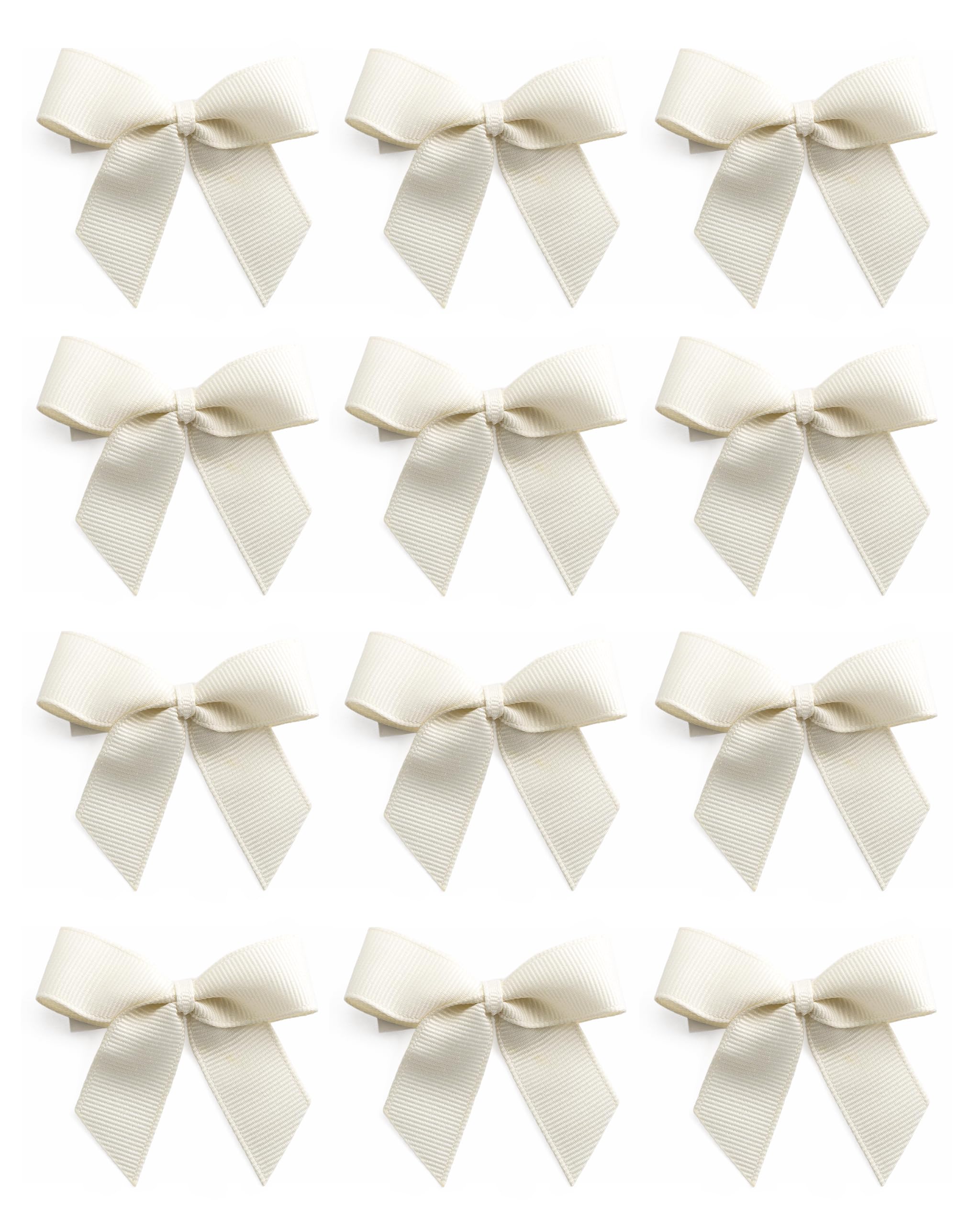 Italian Options Small Grosgrain Ribbon Bows, Self Adhesive Bows for Crafting, Gifts, Sewing, Hair Bow, Wedding Stationery, Floristry, Cakes, Crafts, Decorations, Cream, 24 Pack, 5cm