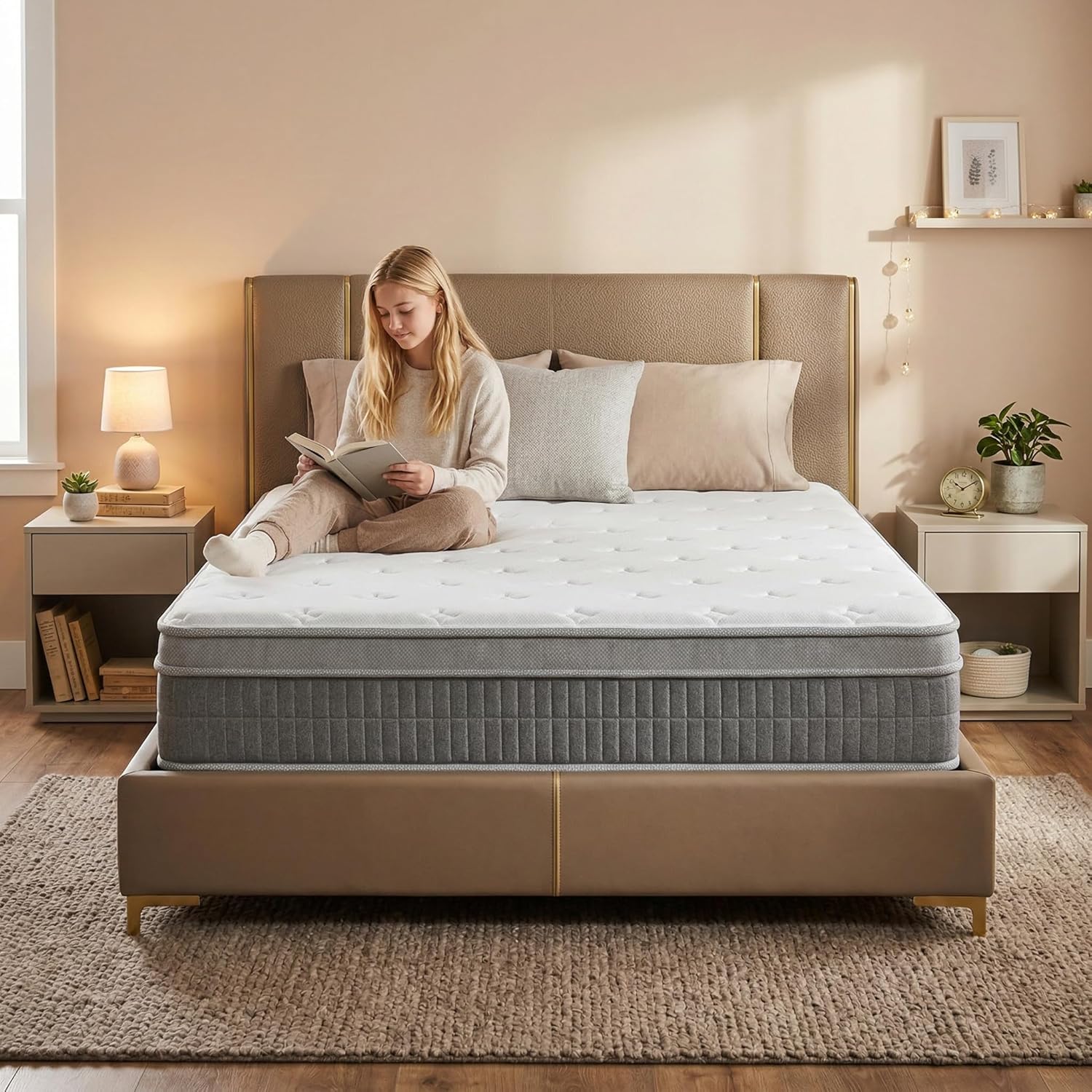 Twin Size Mattress 12 Inch - Hybrid Mattress, Memory Foam Mattress in a Box - Cool Sleep & Pressure Relief - CertiPUR-US Certified