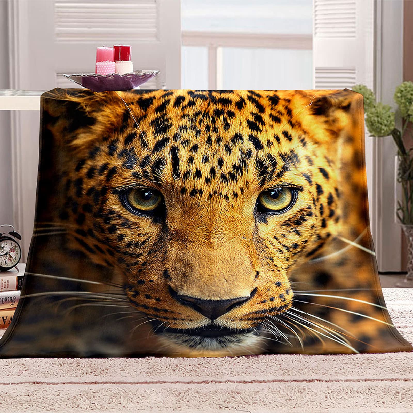 VACSAX Throw Blanket 3D Animal Cheetah Design Bed Blanket, Blankets And Throws 80x100Cm Printed Throw Blanket For Kids Boys Adults, Soft Flannel Warm Microfiber Sport Bedding For Bed Couch