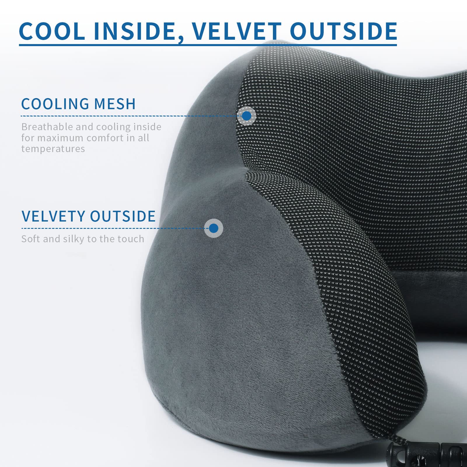 Almohada de Viaje para Cuello, Almohada Cervical para Oficina Avión Tren Coche Viajando, Almohada Cuello Viscoelastica de Espuma Memoria, Cojin de Viaje Cuello con Máscara de Ojos, Tapones y Bolsa — view 7