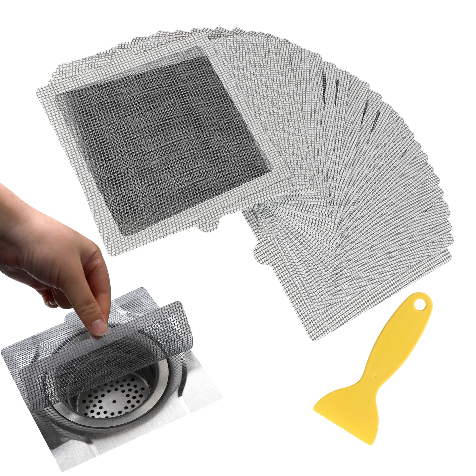 EFUTURETIME 40 sztuk jednorazowych naklejek z filtrem prysznicowym 15 cm x 15 cm, elastyczny uchwyt na kanał odpływowy prysznic, kuchnia, łazienka, przeciw zatkaniu