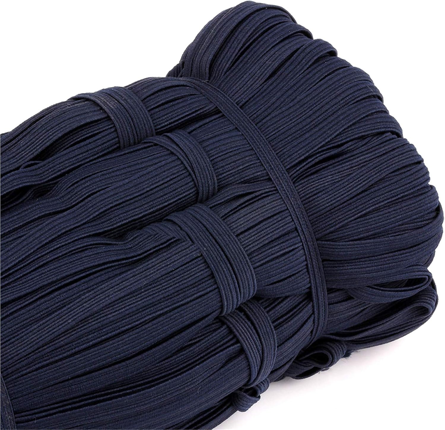 Heflashor 33 Yards Flat Elastic Band, 1/4 inch-6mm Elastic String Cord Elastic Bands Rope, Braided Stretch Strap Cord Roll for Sewing and Crafting, Braided Elastic Cord Elastic String, 34 Yards-30m
