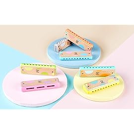 Hape Blues Harmonica | 10 Hole Wooden Musical Instrument Toy for Kids, Pink (E8918)