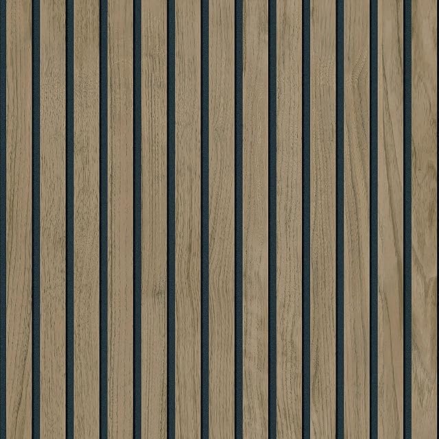 Panacea Wood Slats Wallpaper Walnut - Brown / Black - Belgravia 1157