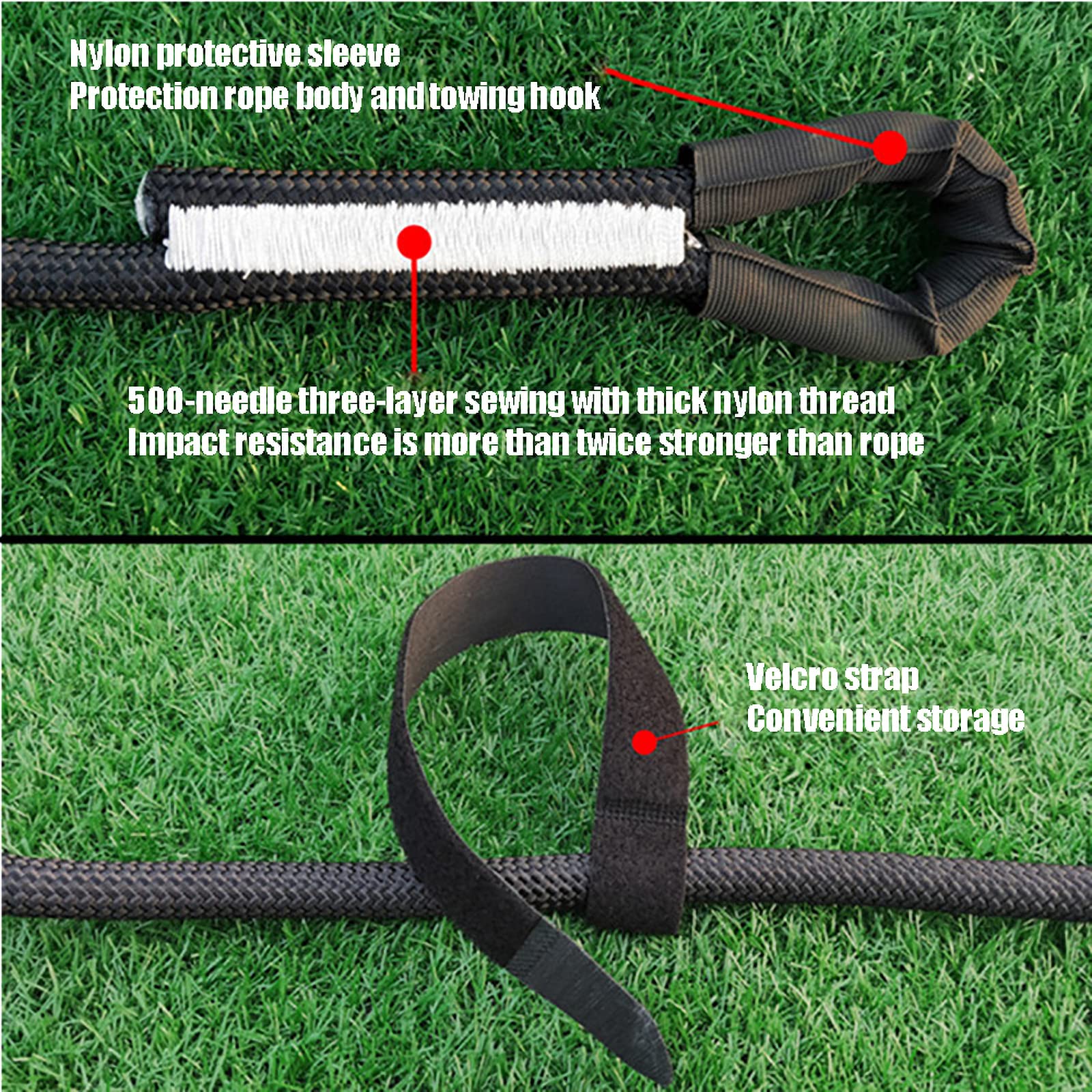 Corde de Remorquage, Ceinture de Remorquasangle de Remorquadeure Ceinture de Remorquarobuste 4X4 Avec 2 Crochets de Sécurité Pour Équipement de Sauvetade Remorque de Camdeure/5T/8M