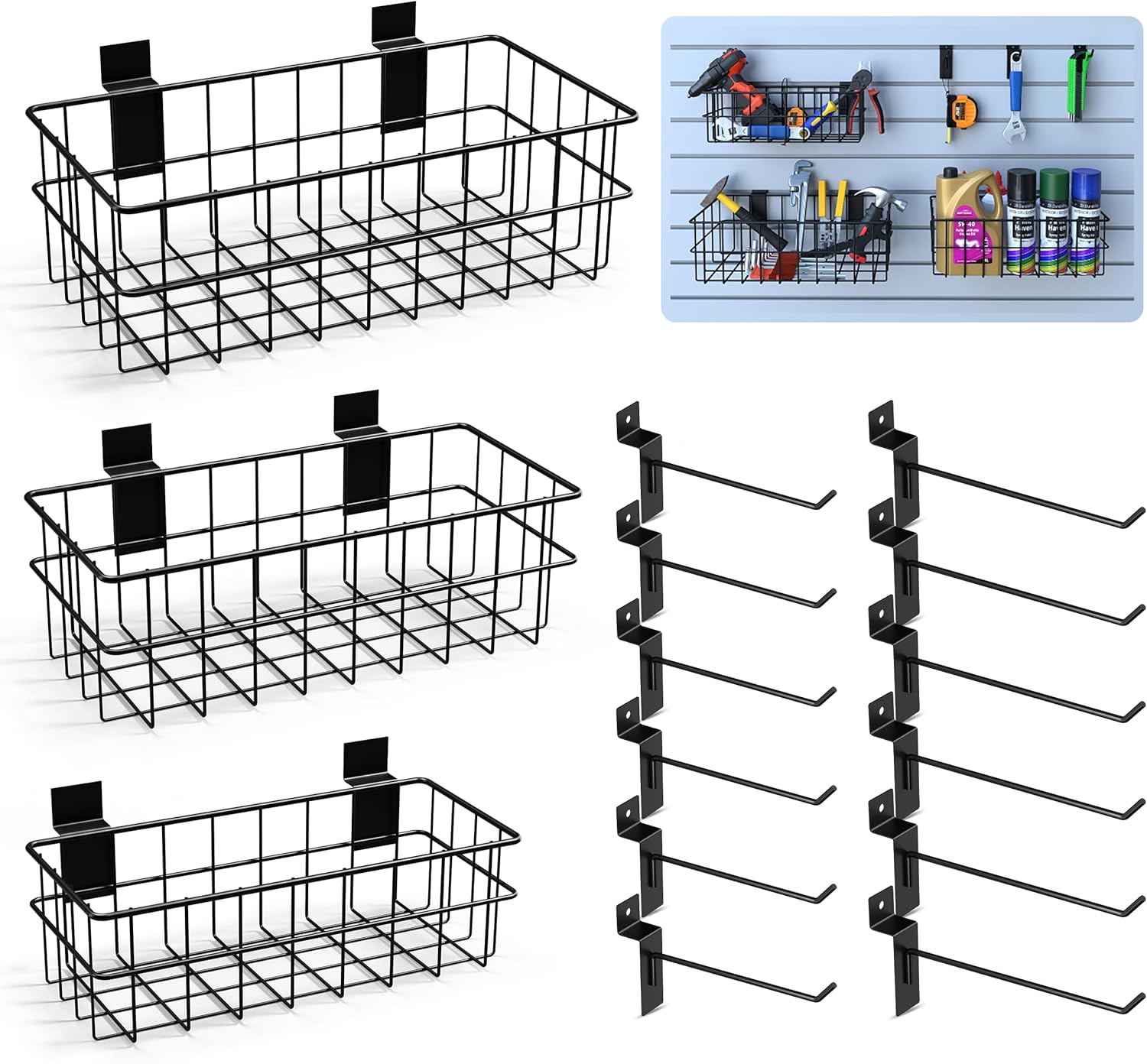 Slatwall Accessories Kit with Baskets and Hooks