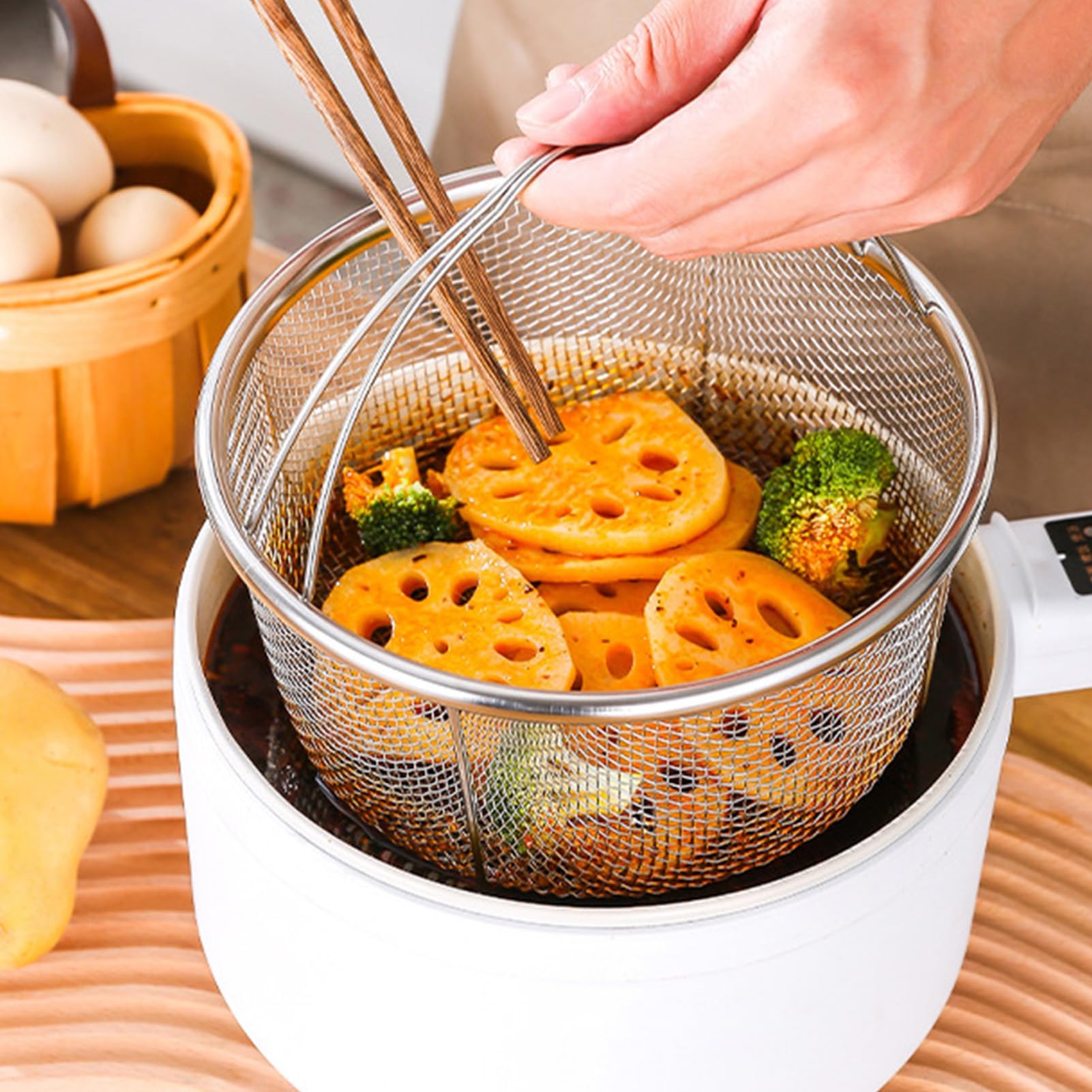 Cestello Per Cottura a Vapore, Cestello Per Cottura a Vapore in Rete Cestello con Filtro in Rete di Acciaio Inossidabile E Inserto Pentole a Pressione E Pentole Per Il Lavaggio Cestello per filtro18cm