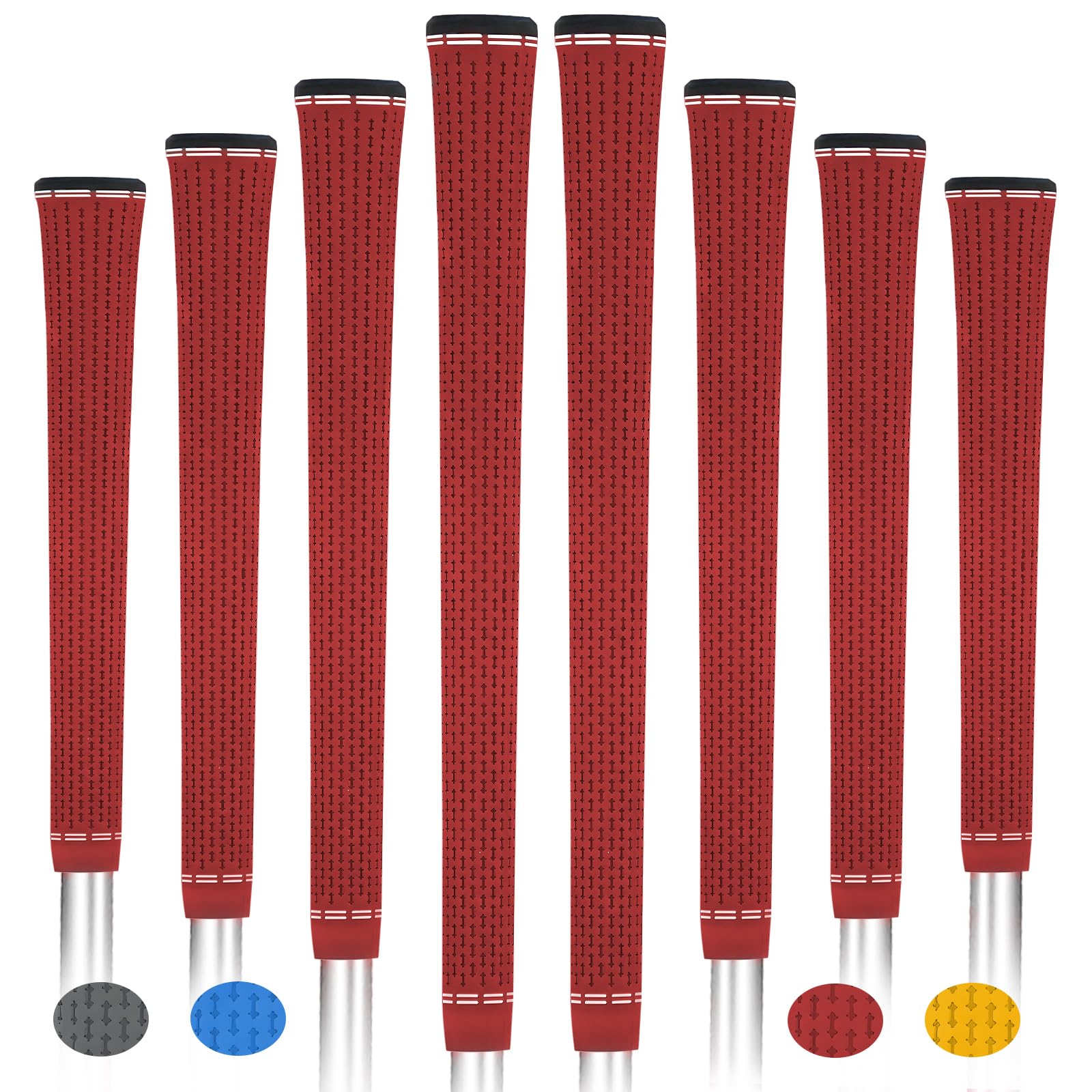 BYBOMYA Golf Grips 8 Pack Rubber Mens Golf Club Grip Comfortable Soft 8 Grips Set Non-Slip Golf Club Grips for Men and Women Standard/Midsize Golf Grips 4 Colors All-Weather Arthritic Grip