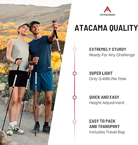 Miniatura 2 de ATACAMA Lightweight Foldable Carbon and Aluminum 7075 Collapsible Hiking Sticks with Cork Handle - Hiking Poles Telescopic Trekking Poles Folding