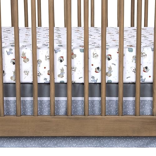 Miniatura 7 de Sammy & Lou Fur-Ever Friends - Juego de ropa de cama para cuna de bebé de 4 piezas, incluye edredón, sábanas bajeras para cuna neutrales, falda de