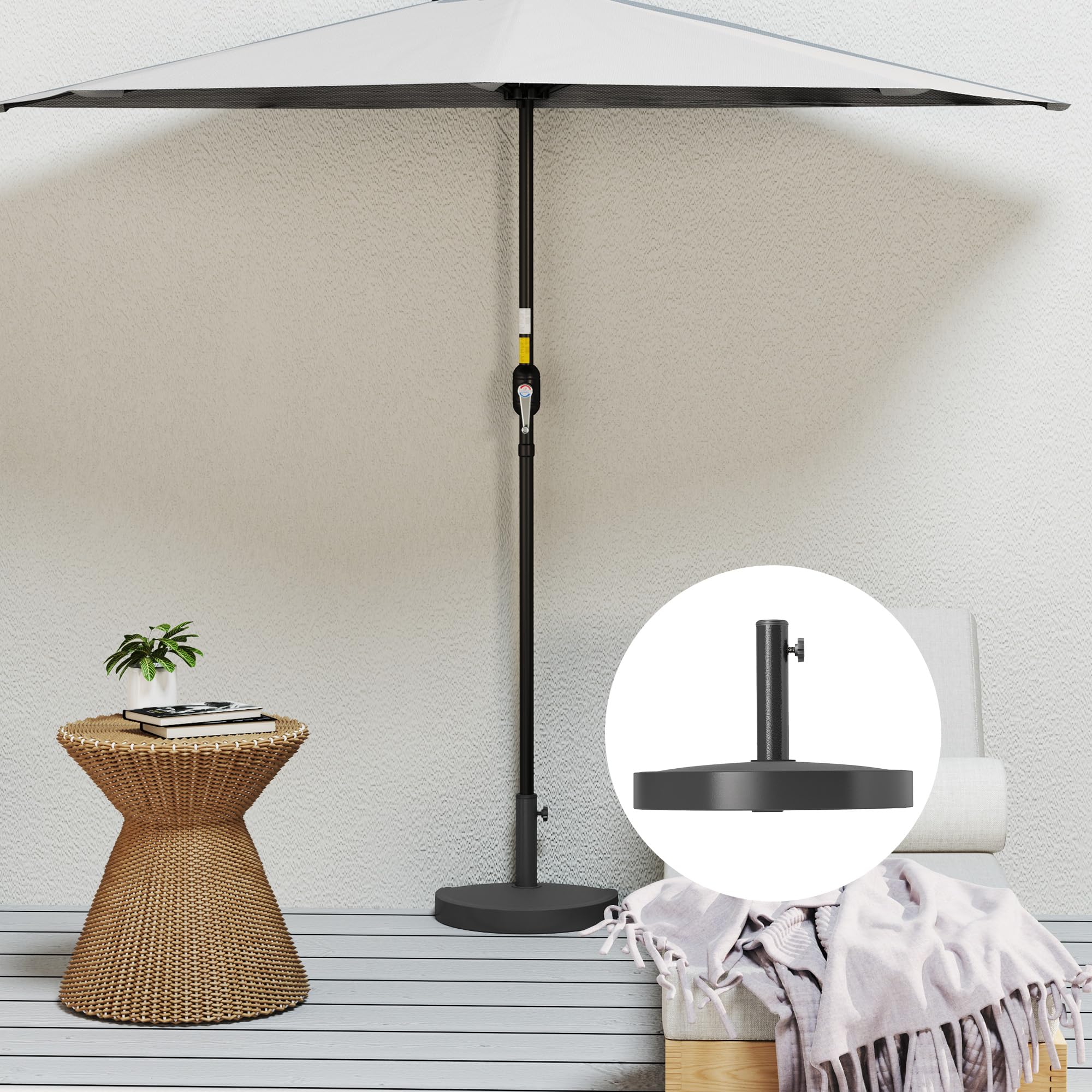Outsunny Pied de Parasol 9 kg, Support Parasol en résine pour mât de 32, 38, 48 mm, Base de Parasol pour terrasse Piscine Patio Jardin, 49 x 31 x 33 cm, Noir