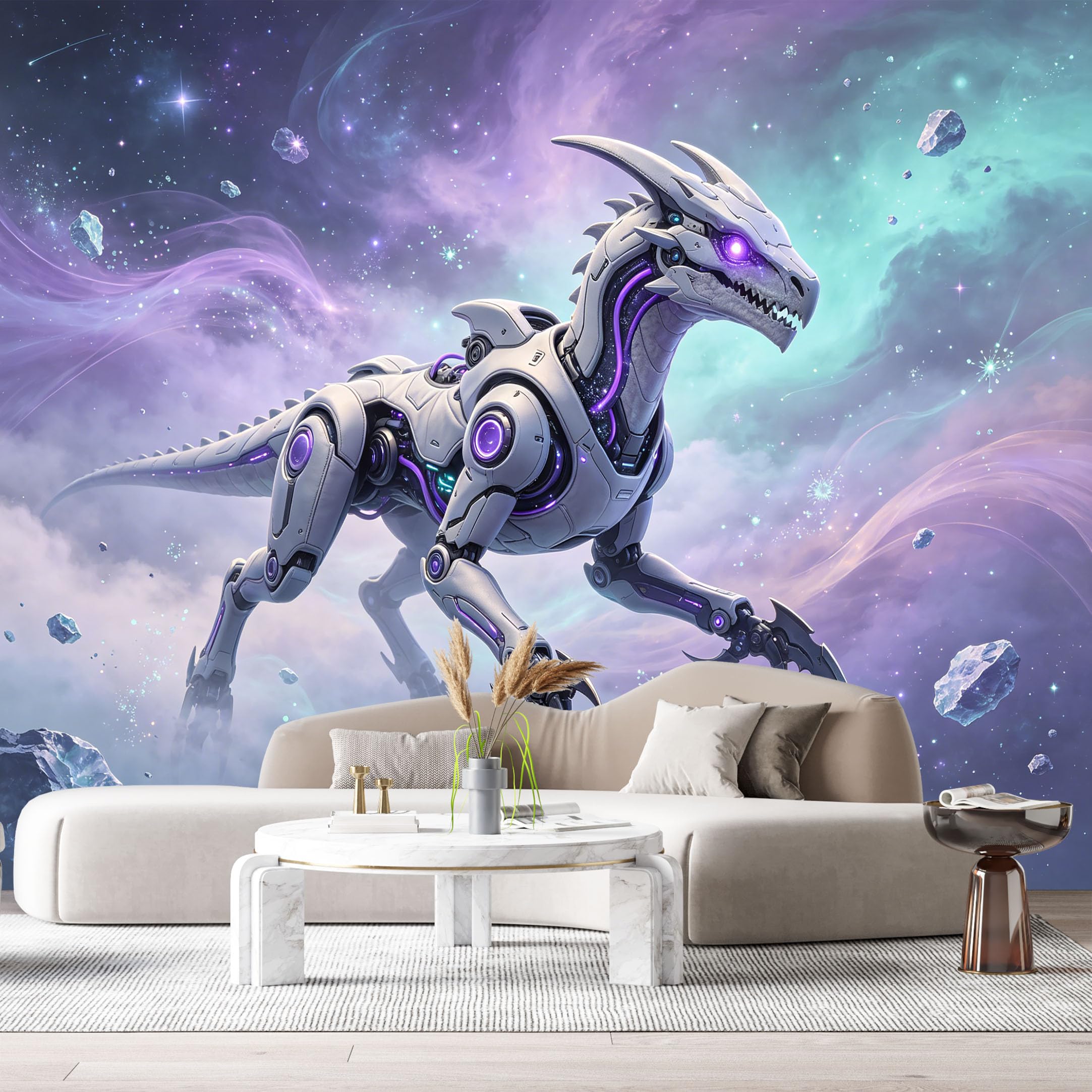 Custom Size Wall Mural Heavy Armored Fantasy Beast Science Fiction Robot Futuristic Neon Mecha SelfAdhesive Art Prints Removable Large Wallpaper Boy Bedroom Esports Game Tenant Room Studio