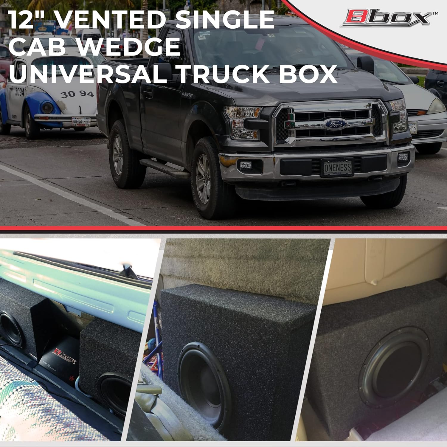 Bbox Single Vented 12 Inch Subwoofer Box - Universal Wedge Truck Enclosure - Premium Subwoofer Box Improves Audio Quality, Sound & Bass - Car Subwoofer Boxes & Enclosures with Nickel Finish Terminals : Cell Phones & Accessories