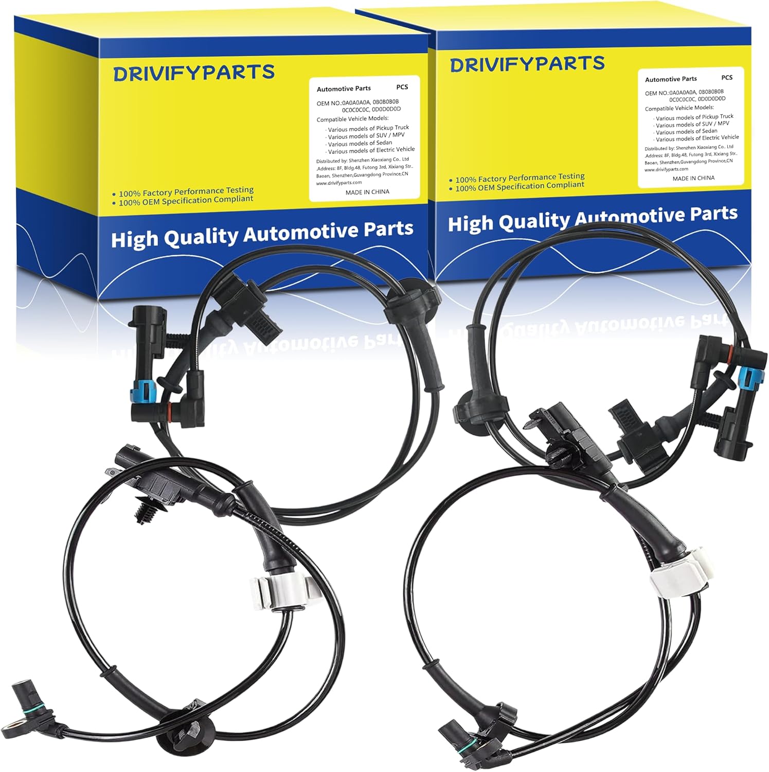 ABS Wheel Speed Sensor Front Rear Left Right fit for GMC Yukon XL 1500, Chevy Tahoe Suburban Avalanche, Cadillac Escalade 2007 2008 2009 2010 2011 2012 2013 2014, Driver Passenger, 4pcs