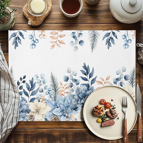 Vista 590 de Juego de 6 manteles individuales rojos para el día de San Valentín, diseño de corazón de San Valentín, resistentes al calor, lavables, manteles