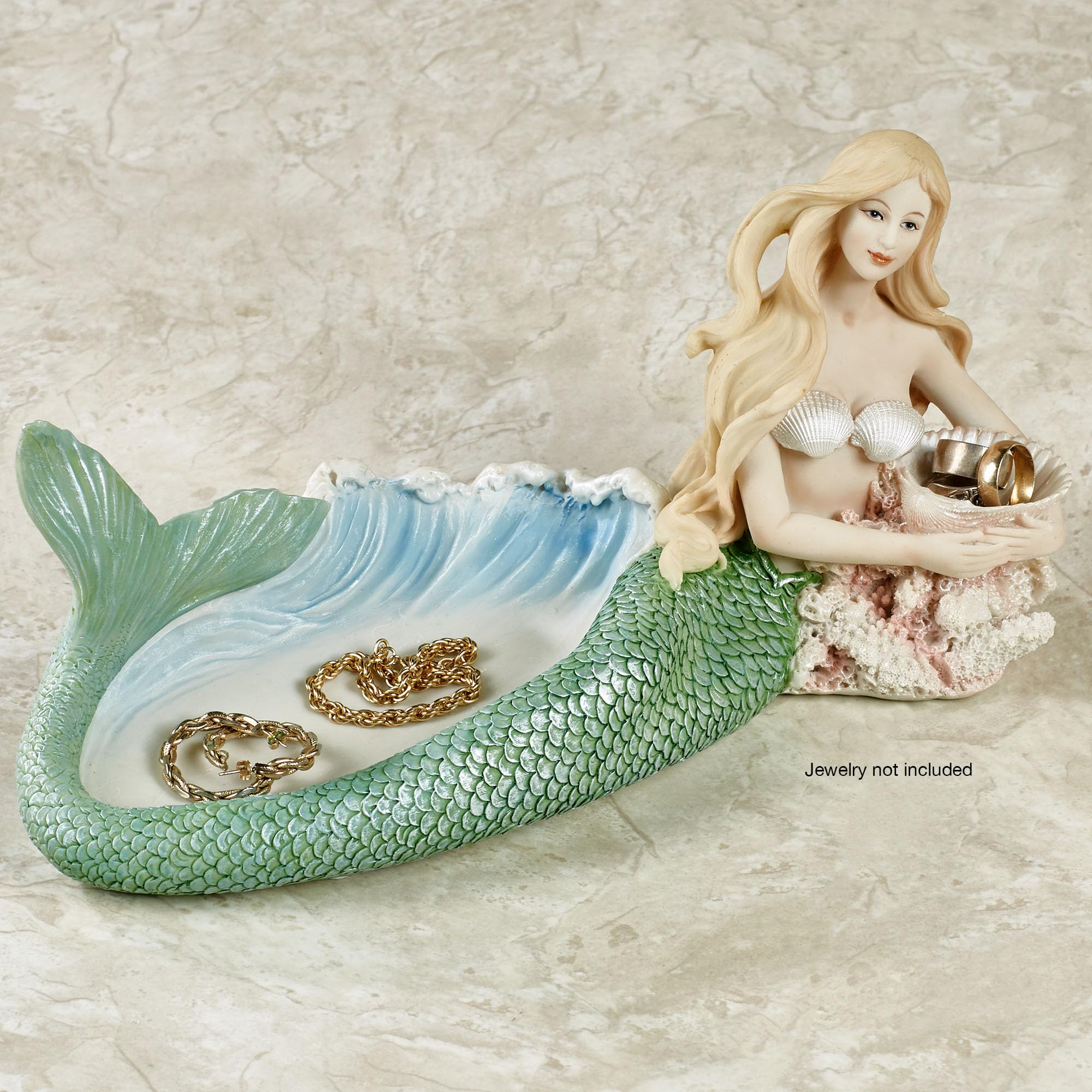 Touch of Class Aristelle Mermaid Accent - Green Tailed Keeper of Soap or Rings - Bathroom Accessory - Convenient Sink Holder - Perfect Decor for En Suite, Kitchen Counter
