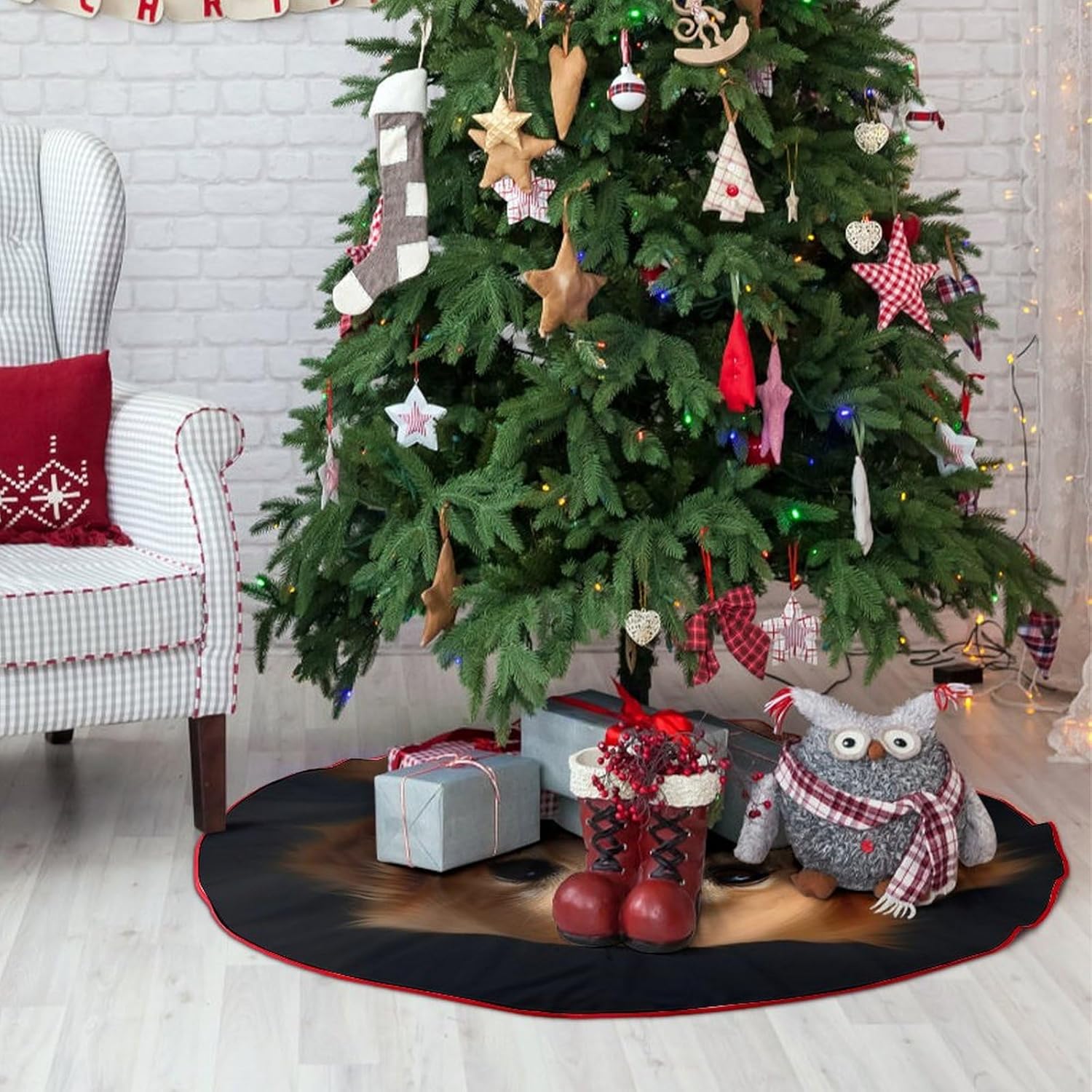 Christmas Tree SkirtGolden Retrieverclassic Fashion Tree Skirt Painted Multifunctional Christmas Tree Skirt