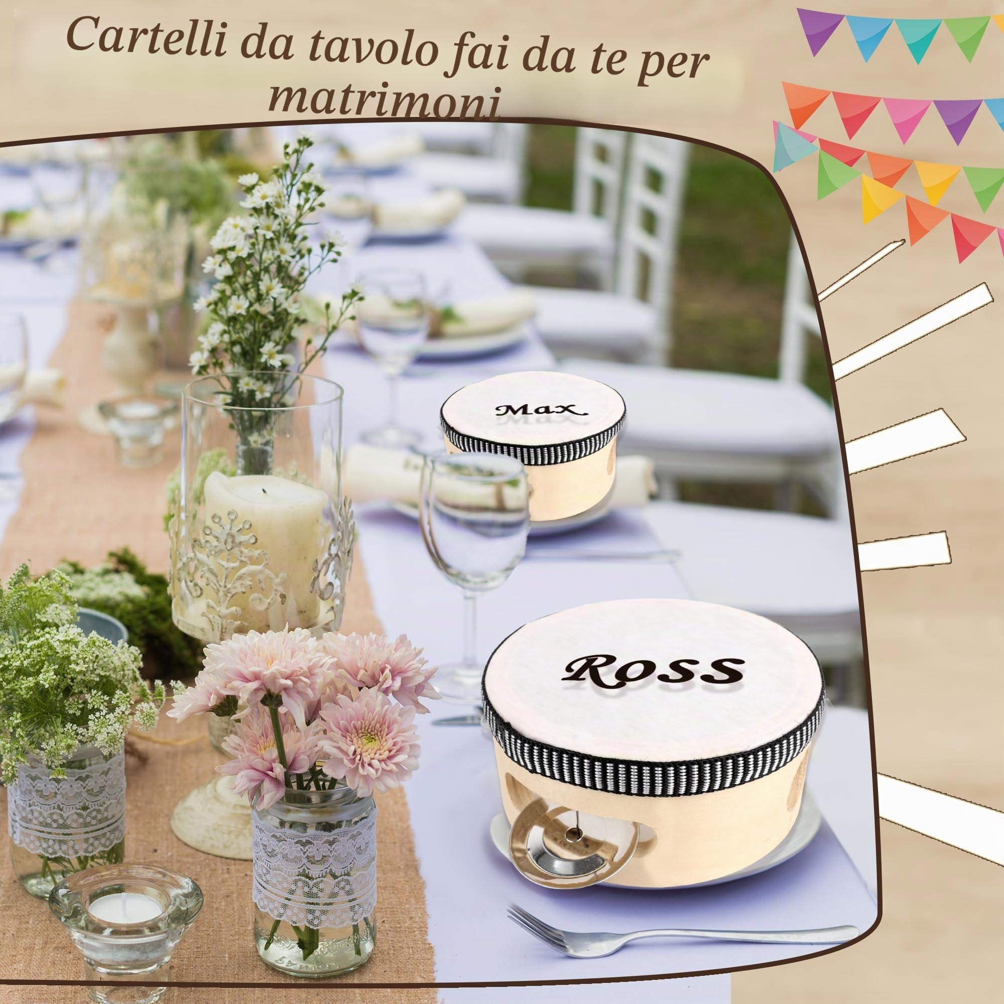 24 Pezzi di Tamburi da 10 cm per Adulti per Matrimonio, Tamburi a Mano in Legno Naturale con Jingles in Metallo, Strumenti Musicali a Percussione per Chiesa, Matrimonio, Festa