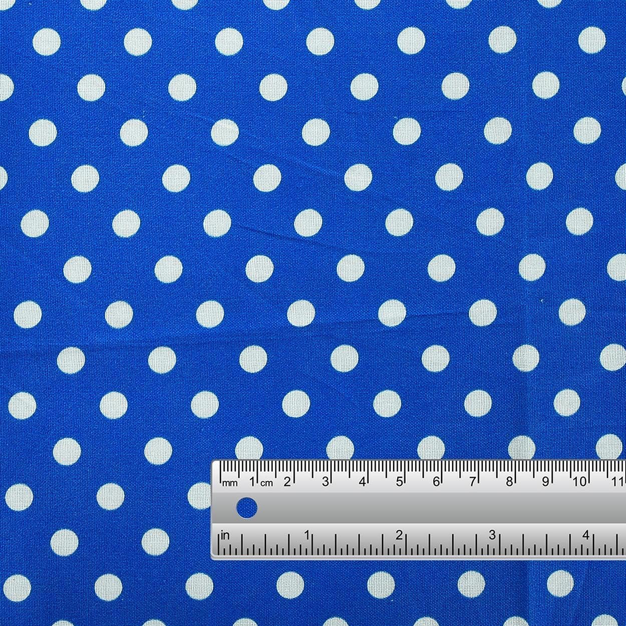 Polka Dot 100% Cotton - 44" - 111 cm Wide Poplin Fabric - Crafty Print for Adults and Children - Kids Crafts Quilting Fabric Material (Royal Blue on White, 3m)