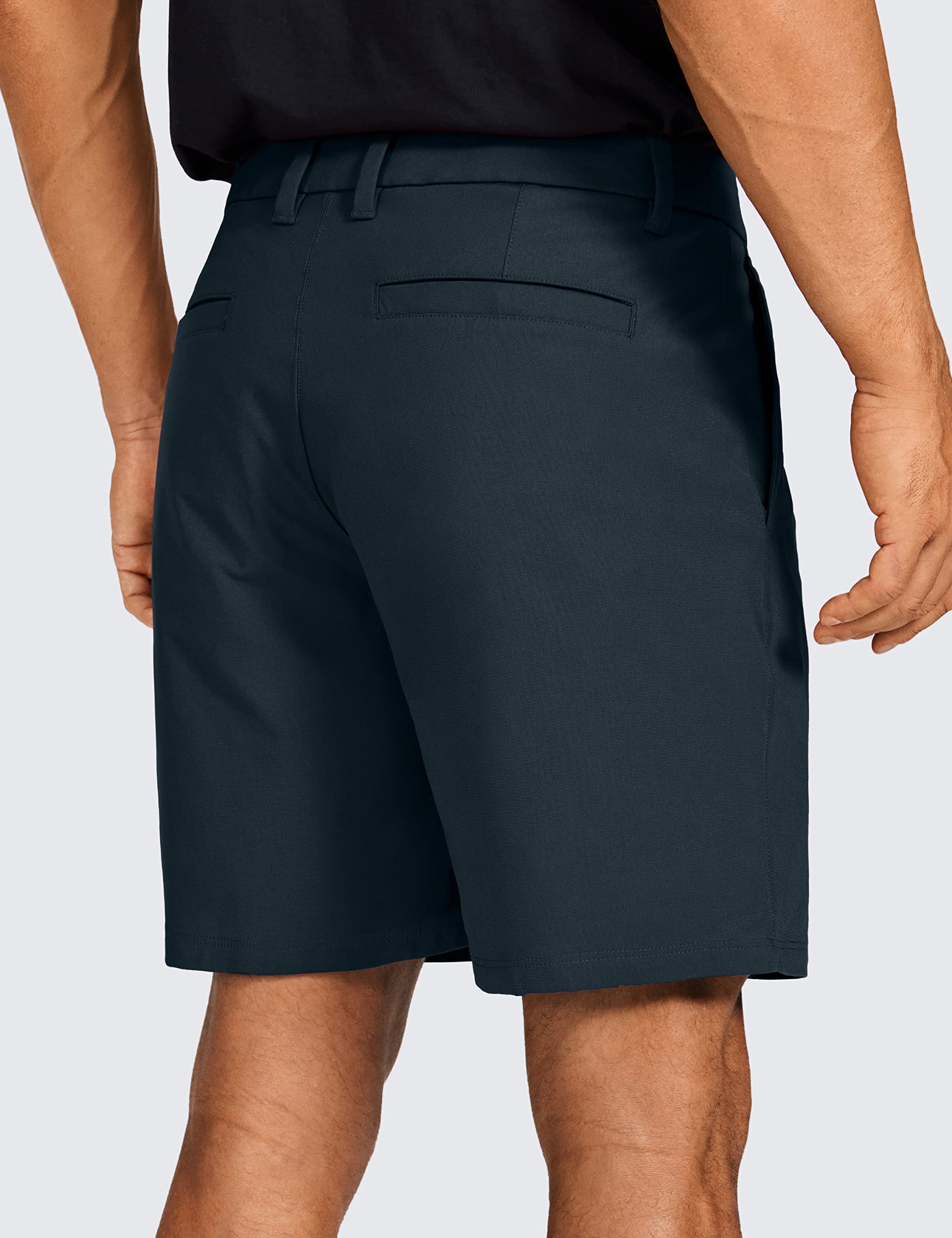 CRZ YOGA Pantalones Cortos de Golf para Hombre cómodos para Todo el día - 7/9 Pulgadas elásticos Ligeros Casuales de Trabajo Frente Plano Pantalones Cortos con Bolsillos