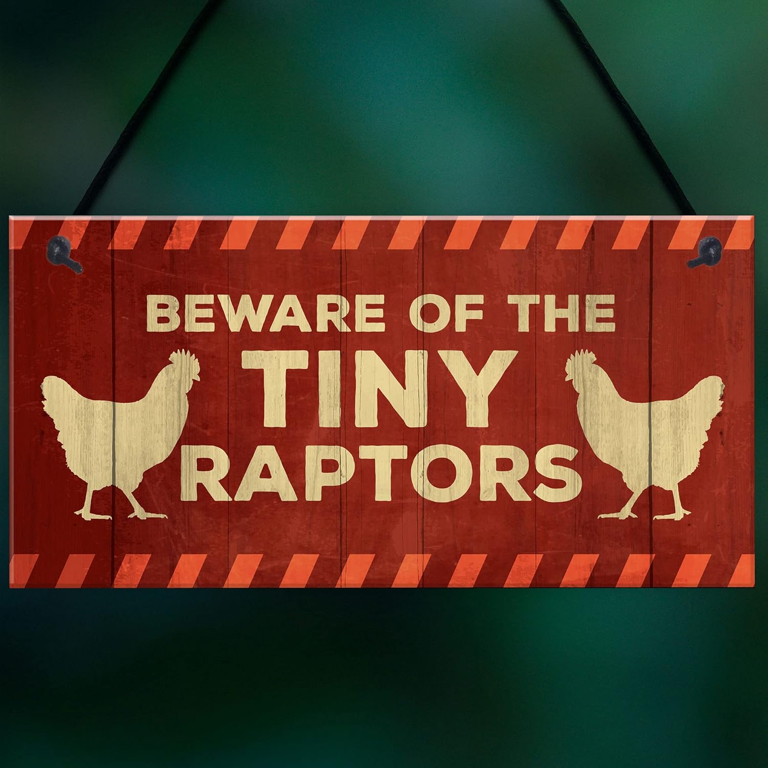 RED OCEAN Funny Chicken Sign Beware Sign For Chicken Coop Hen House Home Sign
