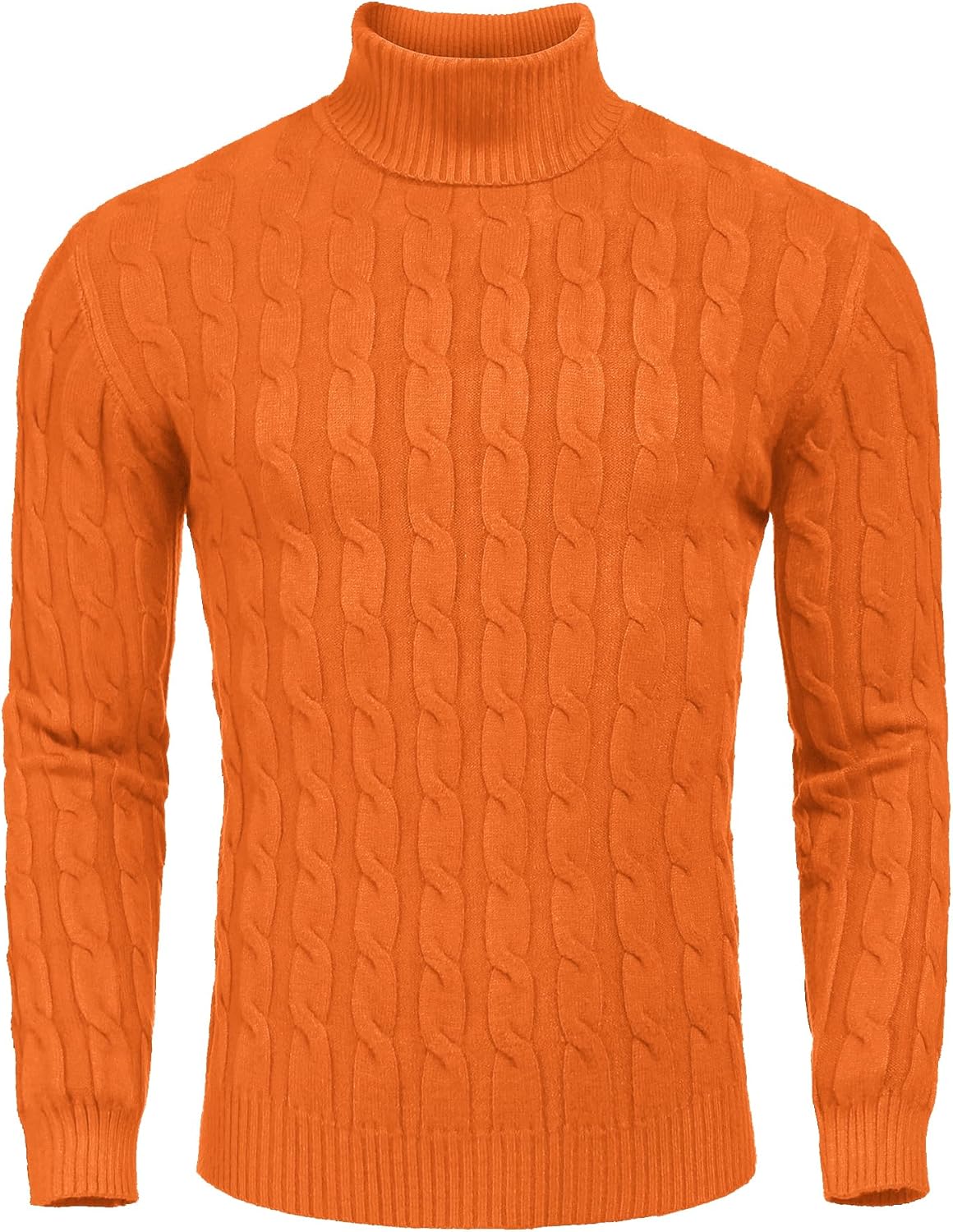 COOFANDY Men's Slim Fit Turtleneck Sweater Casual Twisted Knitted Pullover Sweaters