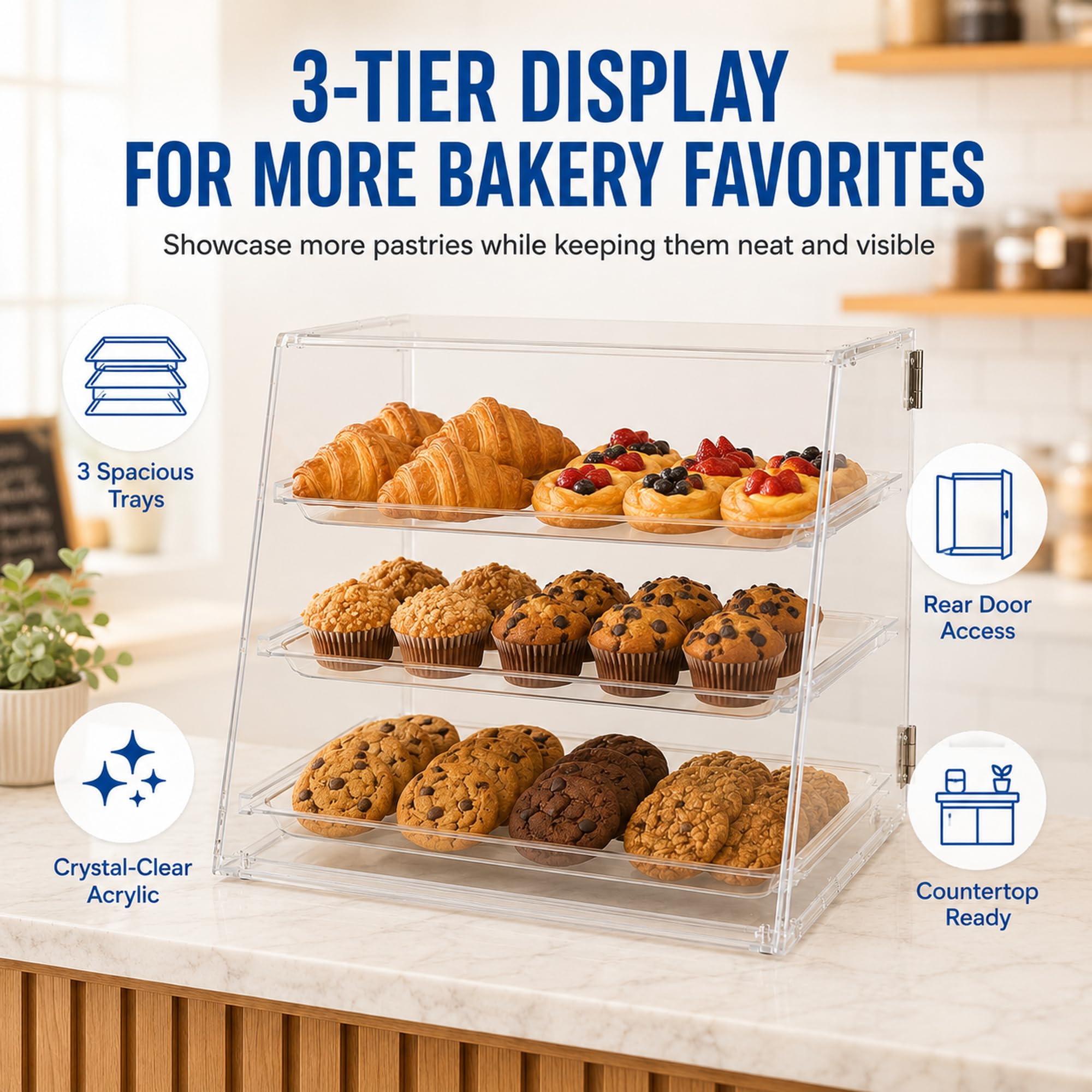 Pastry Display Case - 3 Tier Acrylic Countertop -5