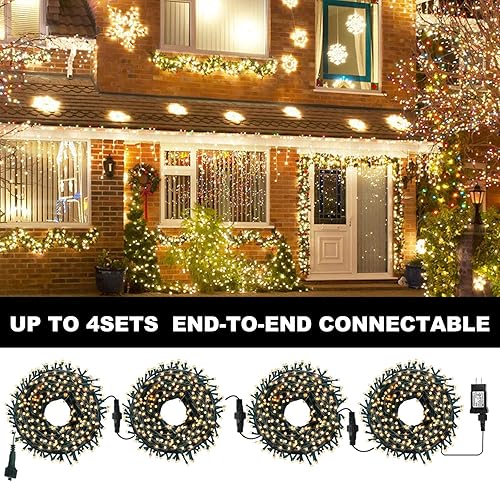 Miniatura 5 de VTECHOLOGY Cadena de 300 luces LED para árbol de Navidad de 105 píes para interiores y exteriores, con certificación UL, 8 modos con enchufe de