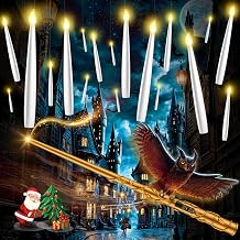 TLPUHU Floating Candles with Wand - 18 Pcs Christmas Decorations Magic Flameless Candles Flickering Warm Light Battery Operated LED Hanging Candles for Christmas Window Bedroom Birthday Party Decor