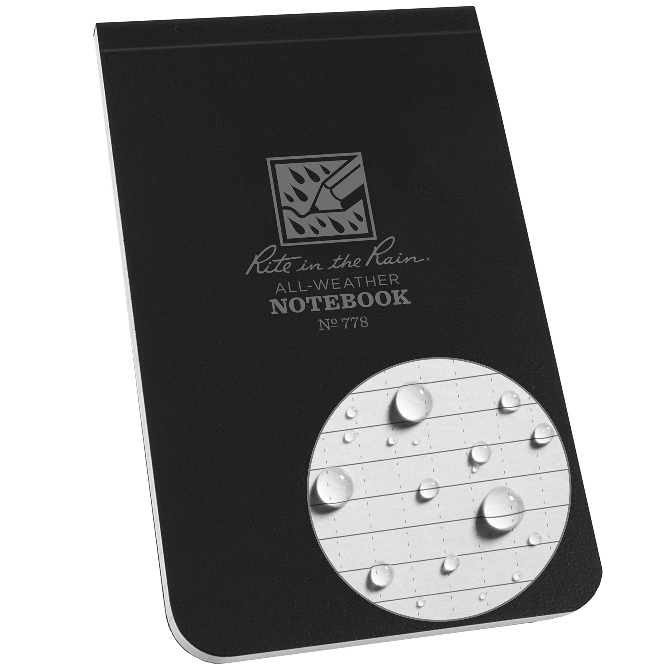 Weatherproof Top Bound Notebook, 3.25" x 5.25", Black Cover (No. 778)