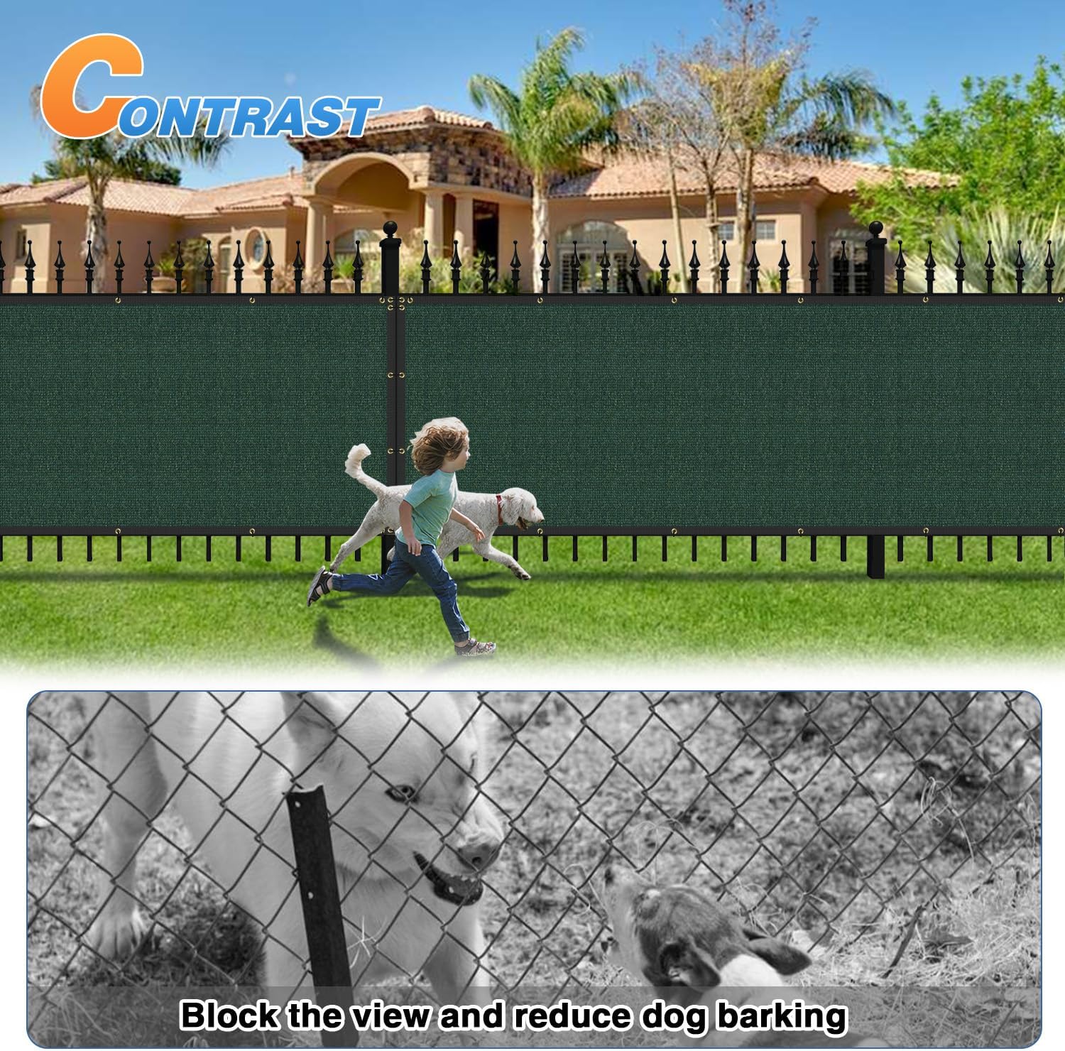TANG 5' x 40' Privacy Fence Screen Green Shade Cloth with Grommets, Chain Link Fence Panels Outdoor Mesh Fabric Fencing, Balcony Windscreen Cover,Temporary Garden Fencing for Yard Deck Pool