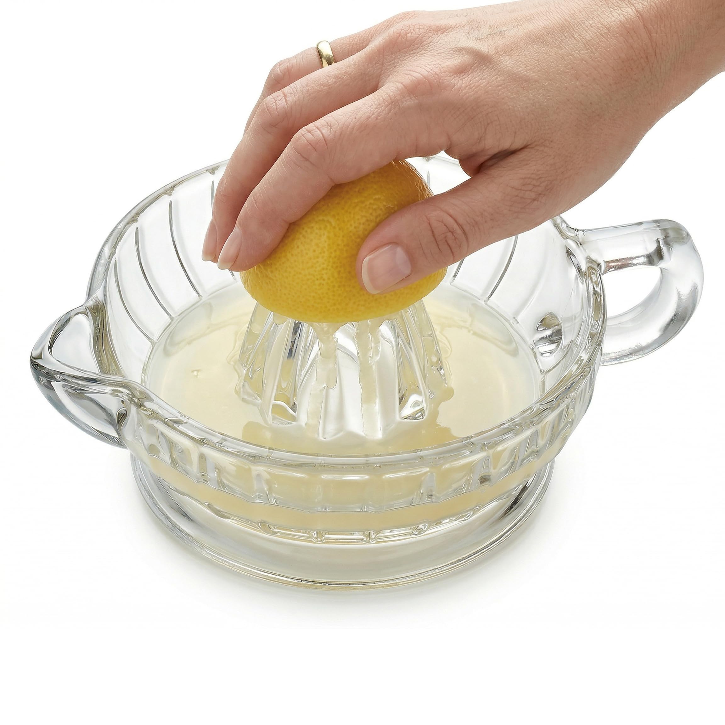 HIC Kitchen Citrus Juicer Reamer With Handle And Pour Spout, Heavyweight Glass, For Fresh Juice, Cooking, And Cocktails