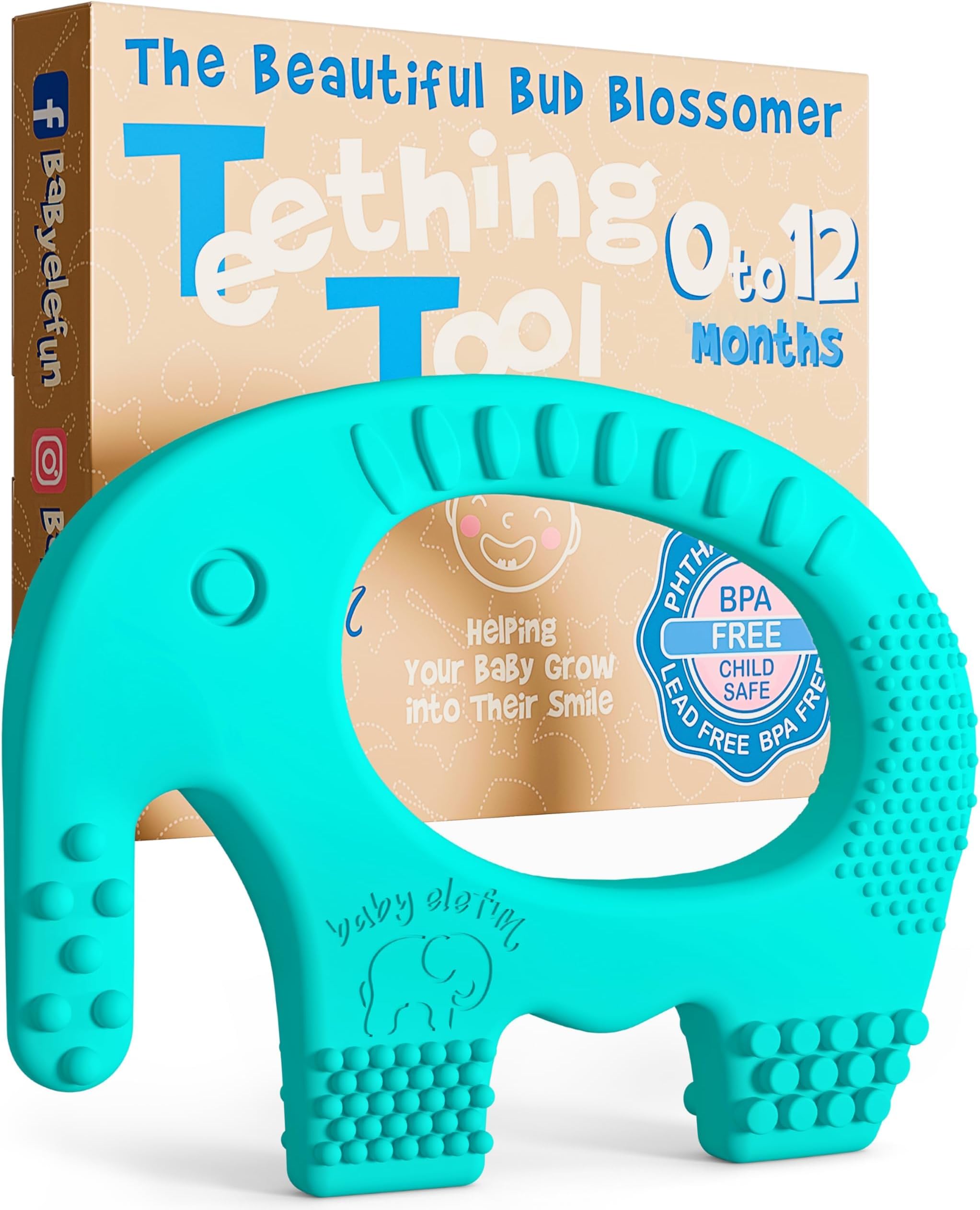 Buy Baby Teething Toys Adorable Turquoise Silicone Elephant Teether