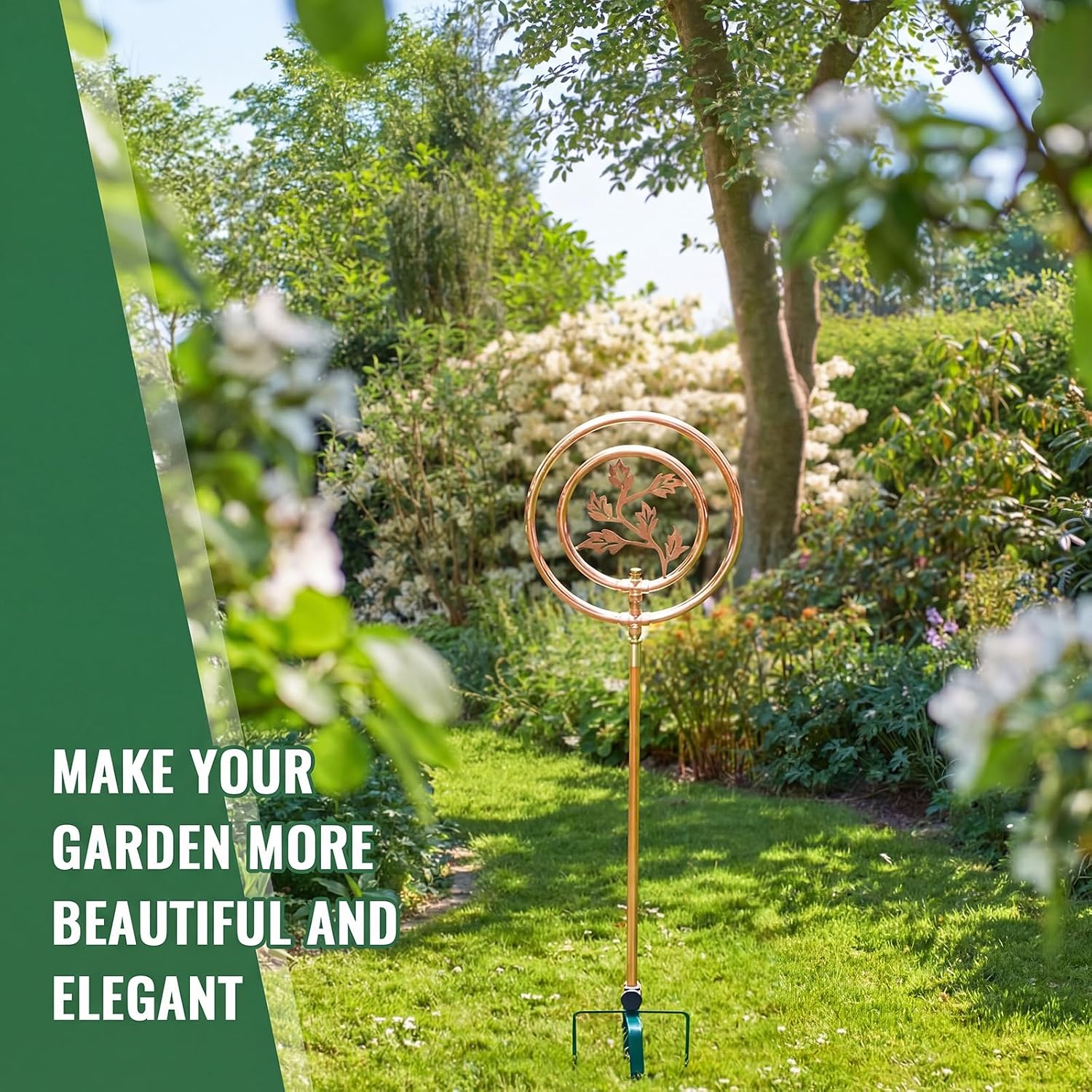 Lasnten 1 Pcs 42.91" H Stainless Steel Leaf Ornamental Sprinkler Spray for Yard Lawn Garden Landscape Watering Irrigation System Ornamental Sprinkler Decorative for Flower Bed Art